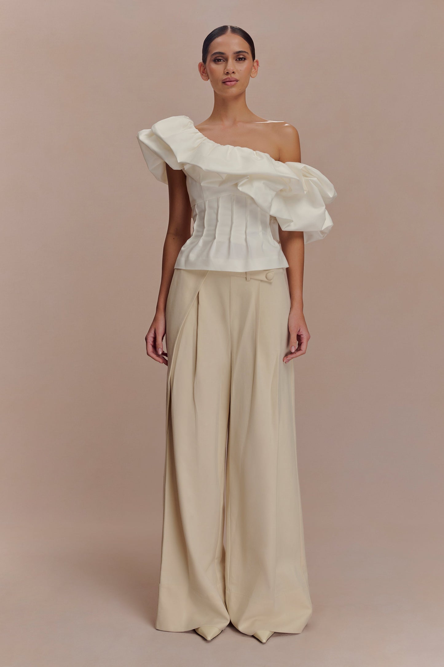 Top à une épaule à bulles Debbie - Blanc