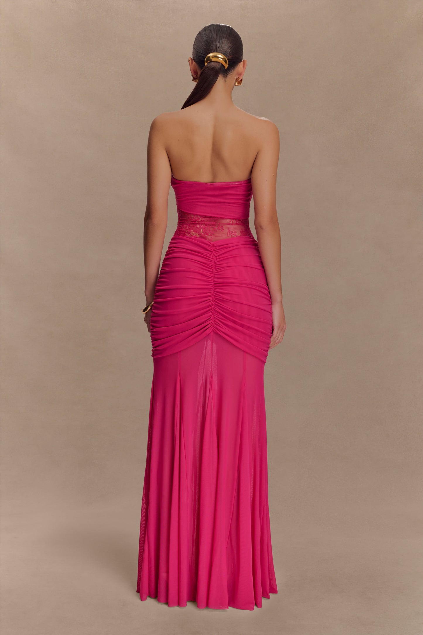 Robe Maxi en Dentelle et Maille Khadijah - Dragonfruit