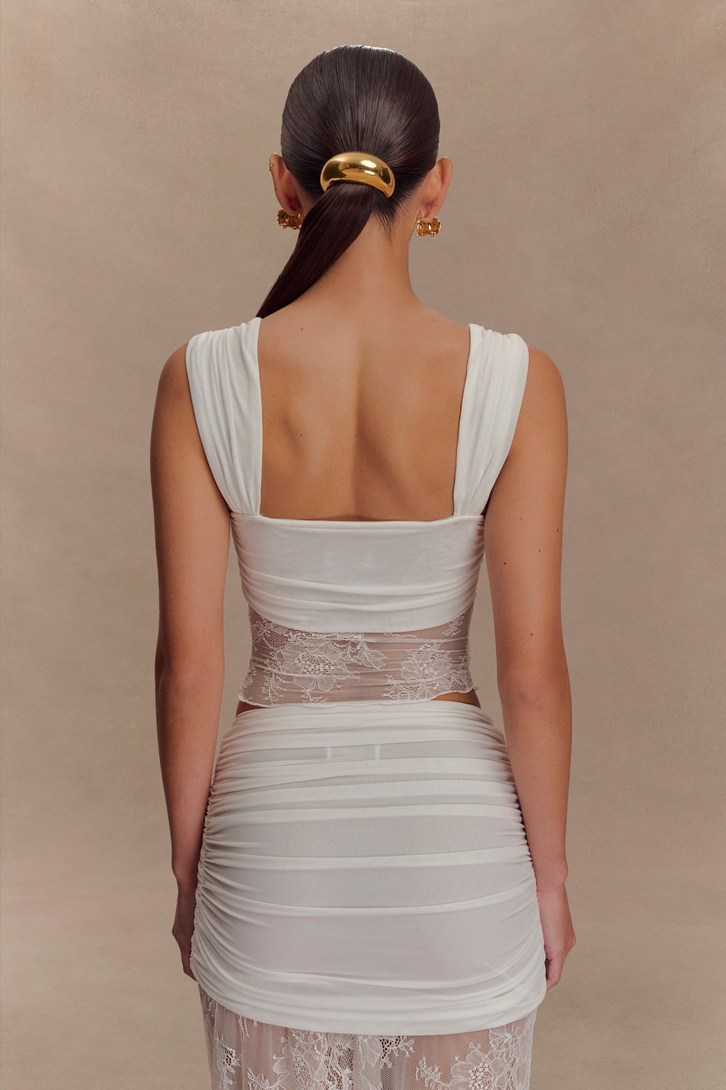 Guinevere Haut en Dentelle et Maille - Ivoire