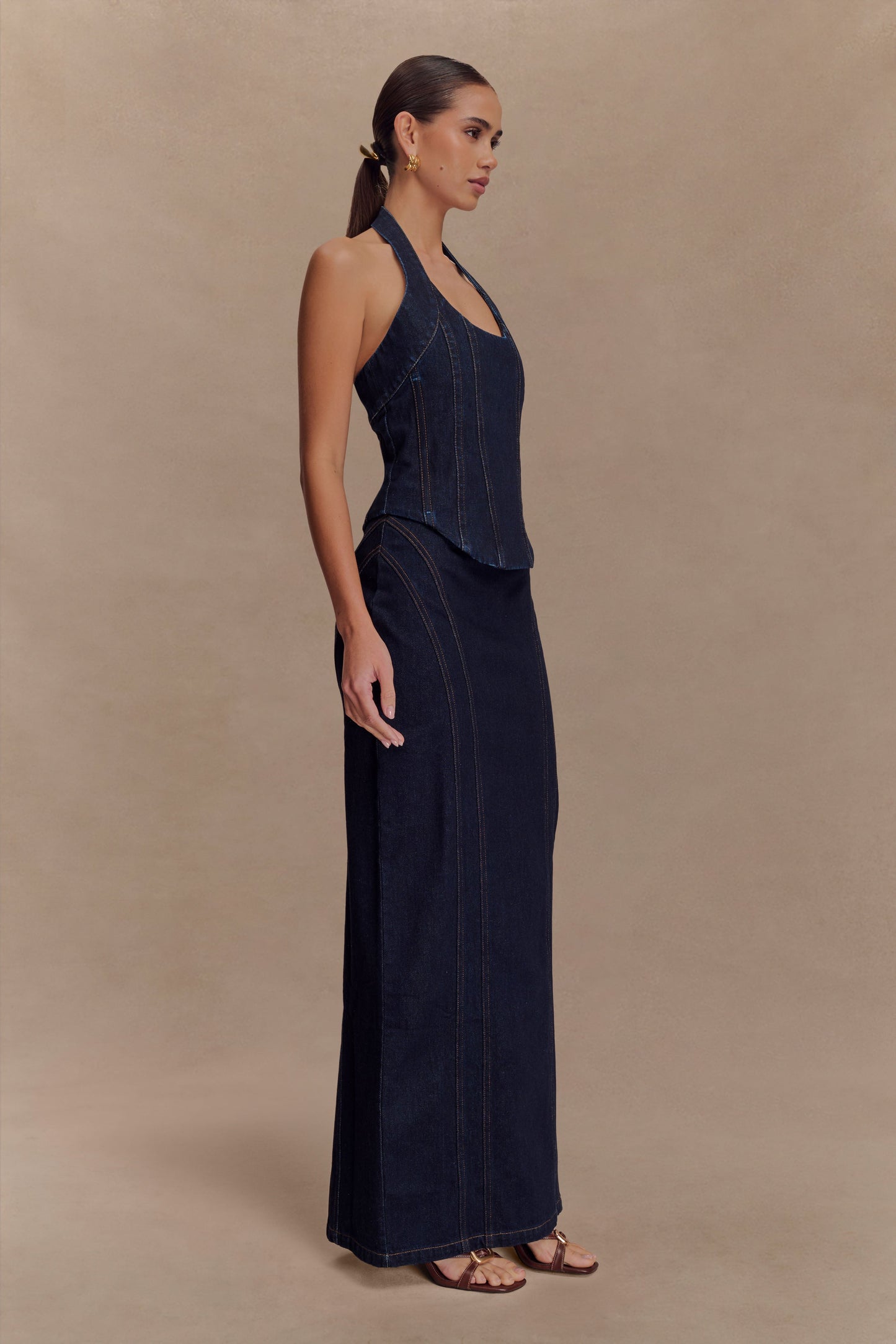 Jupe Maxi en Denim Alma - Bleu Indigo