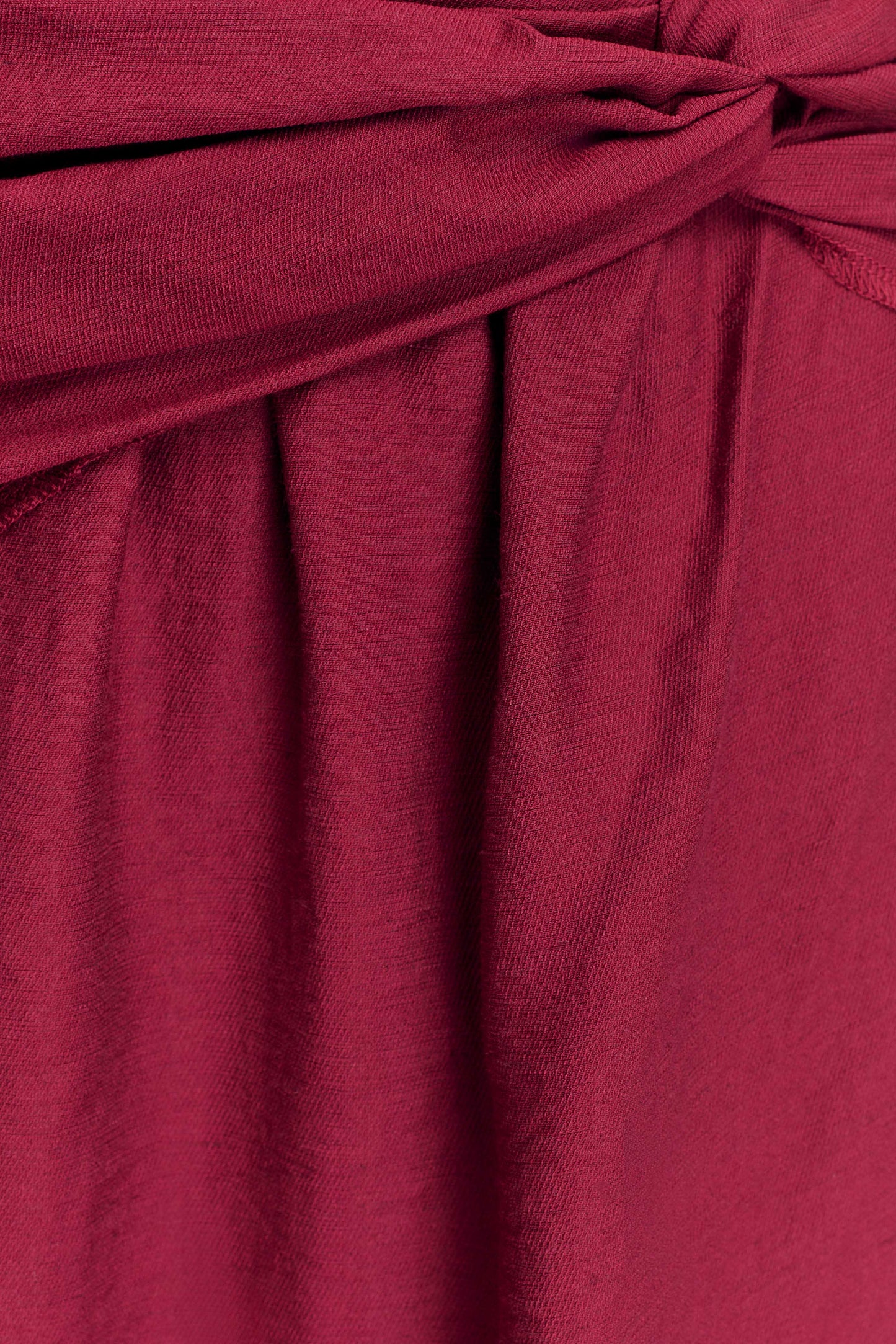 Jupe Maxi en Lin à Nœud et Plis Scottie - Vin Rouge