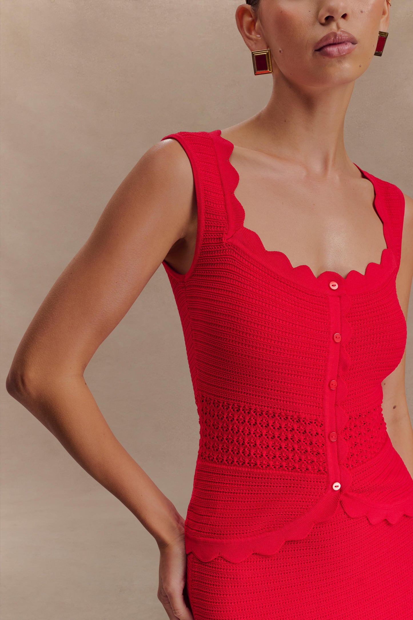 Top en tricot à volants Madeline - Rouge