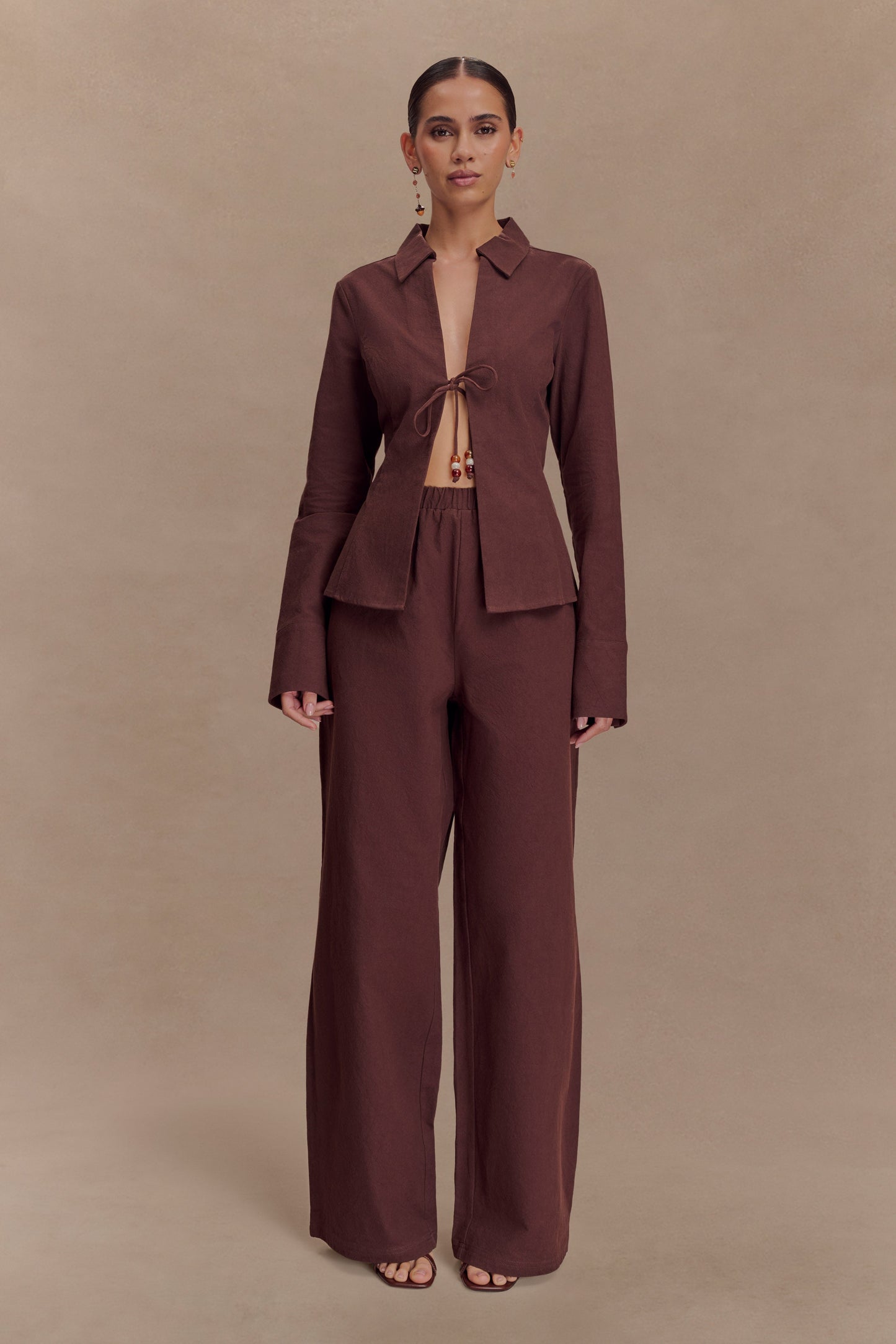 Pantalon large en coton Janayia - Espresso foncé