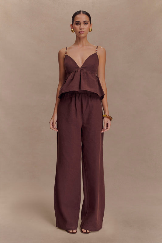 Pantalon large en coton Janayia - Espresso foncé