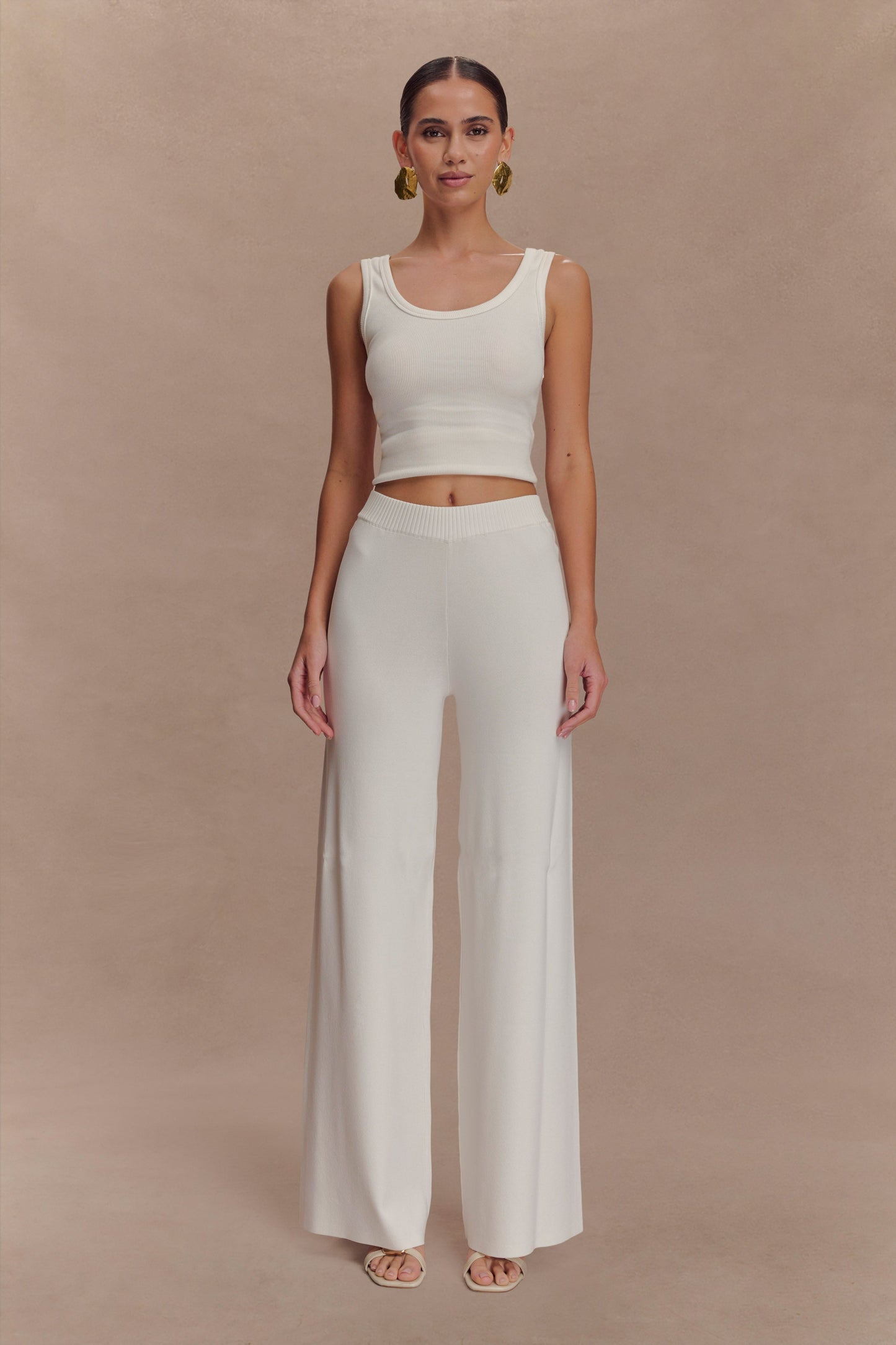 Pantalon en Tricot à Pieds Large Fabiana - Blanc