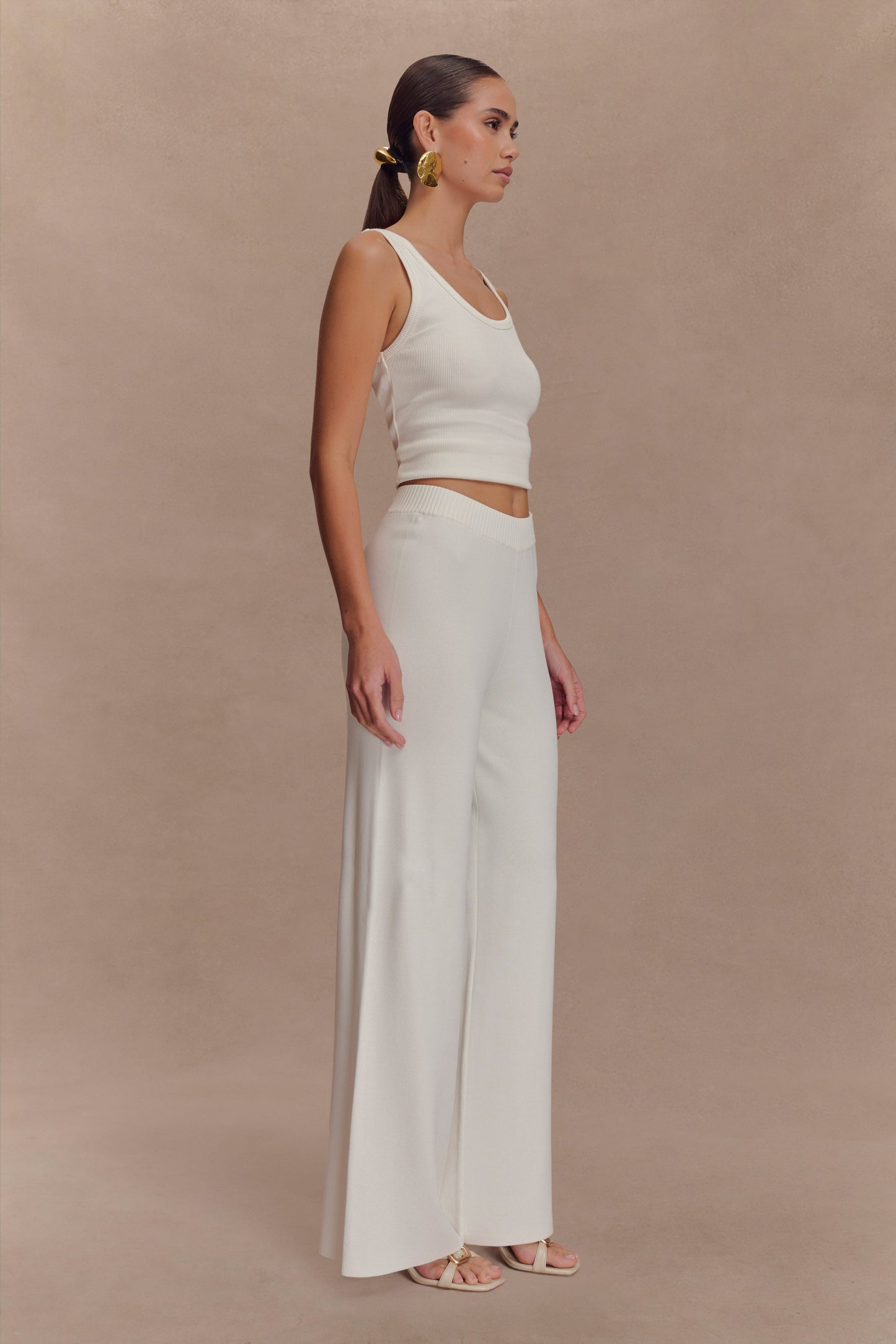 Pantalon en Tricot à Pieds Large Fabiana - Blanc