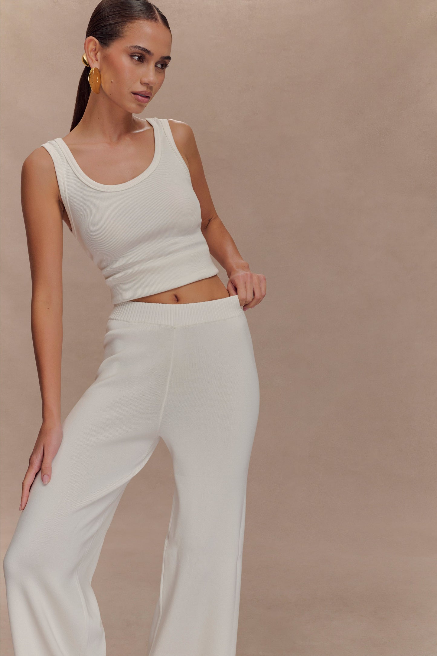 Pantalon en Tricot à Pieds Large Fabiana - Blanc