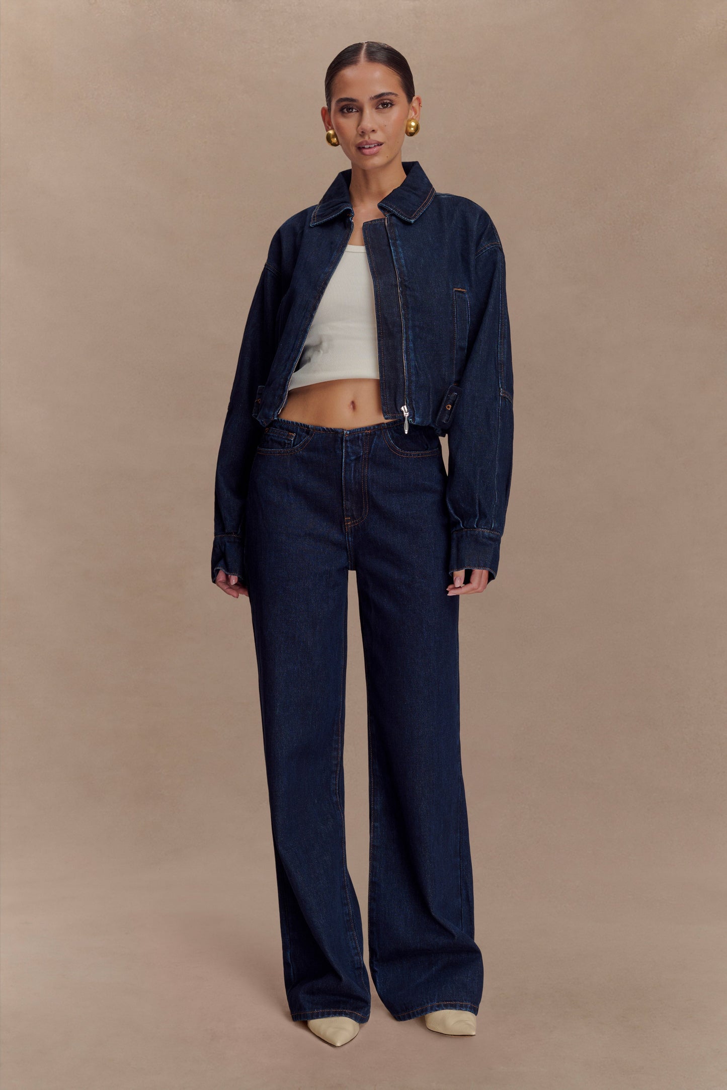 Veste en jean courte Fallon - Bleu indigo