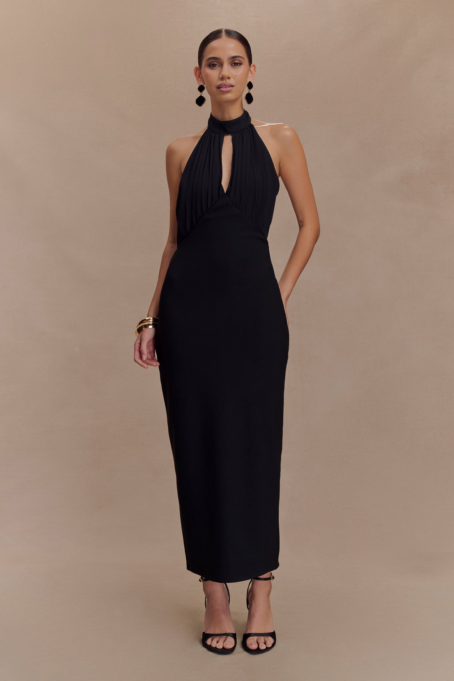 Robe midi à col montant Mierah - Noir