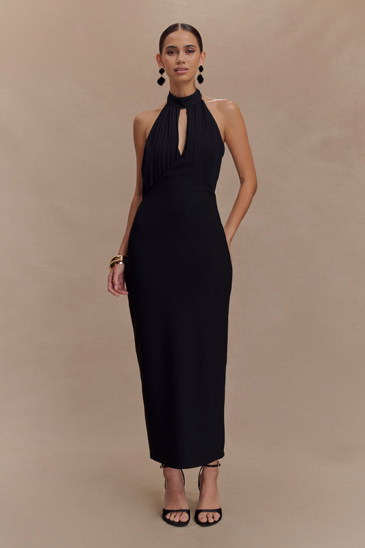 Robe midi à col montant Mierah - Noir