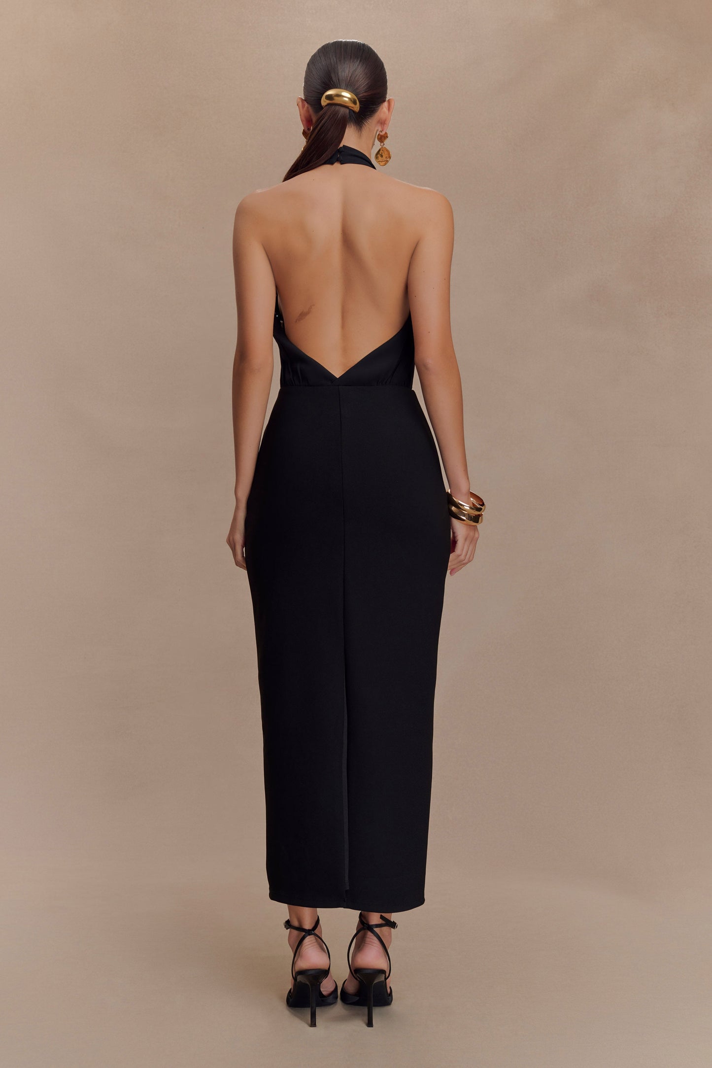 Robe midi à col montant Mierah - Noir