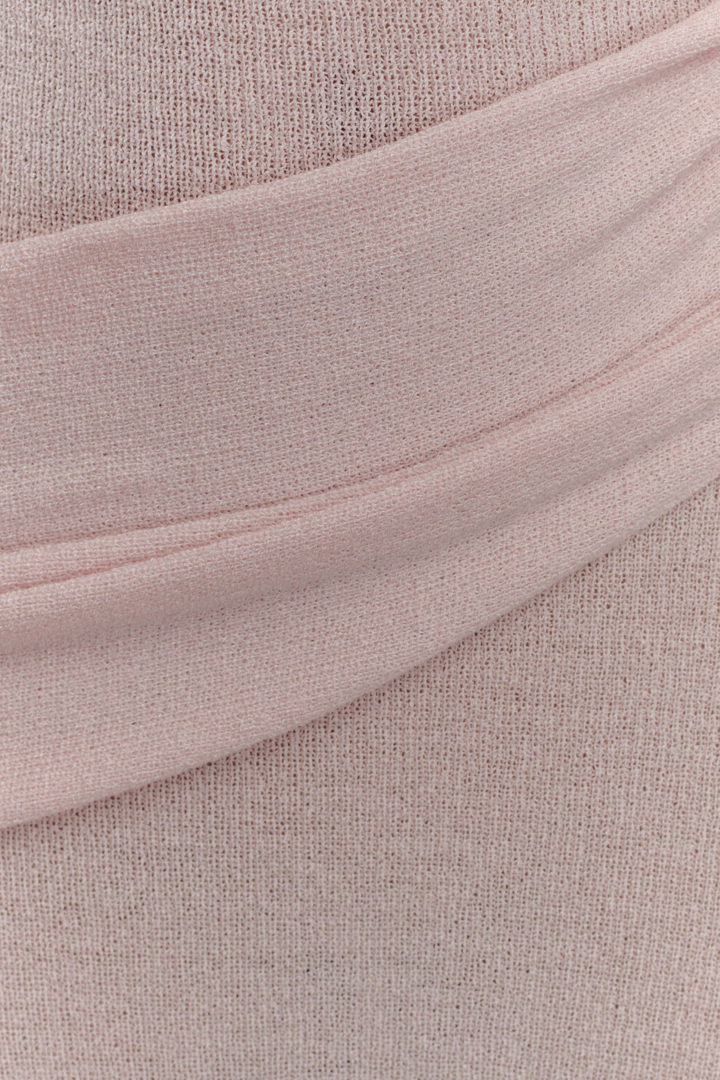 Robe Maxi Tricotée à Épaule Découverte Alexius - Rose Poussière