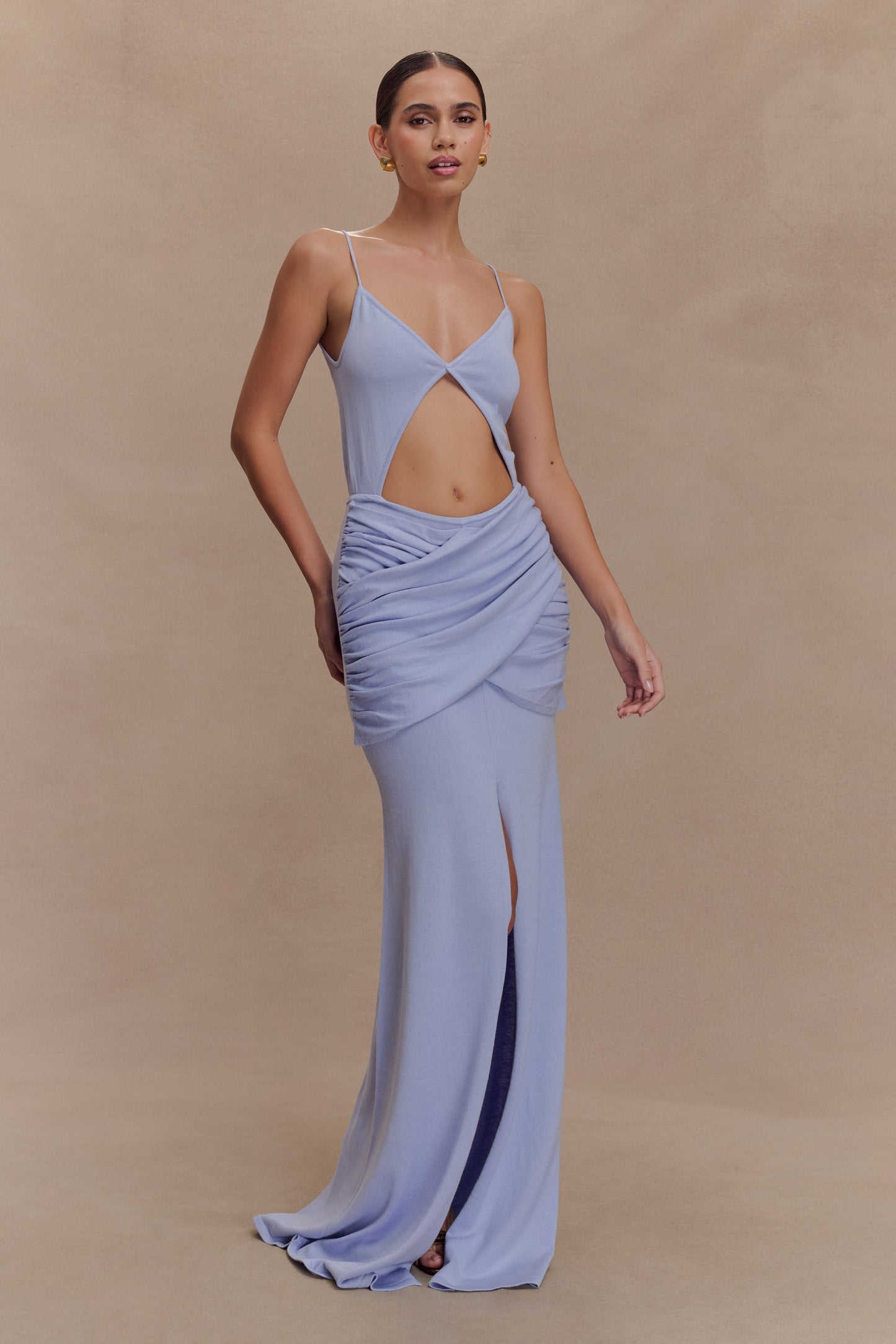 Robe Maxi Tricotée à Envelopper Reama - Bleu Bleuâtre