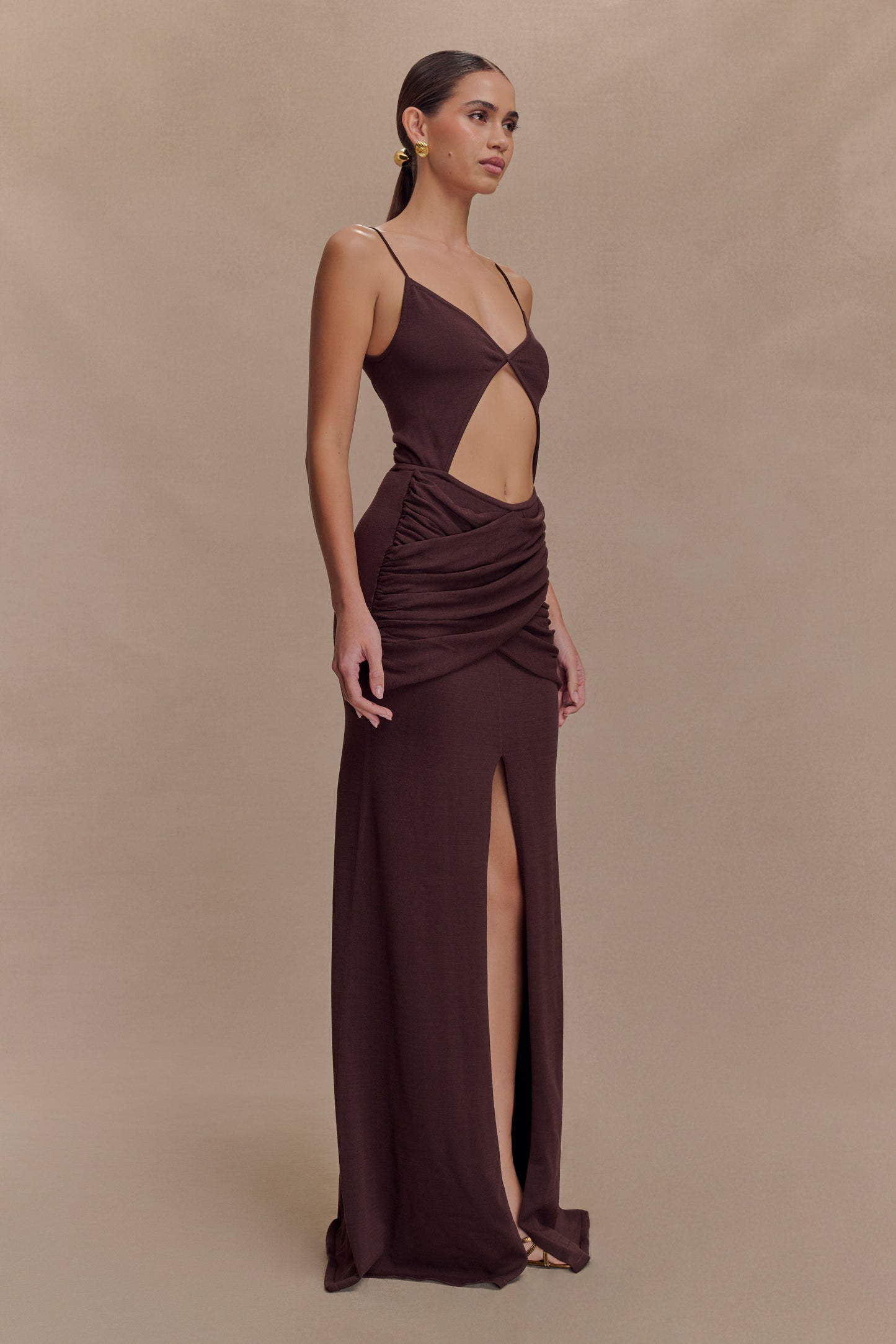 Robe Maxi En Tricot À Envelopper Reama - Chocolat