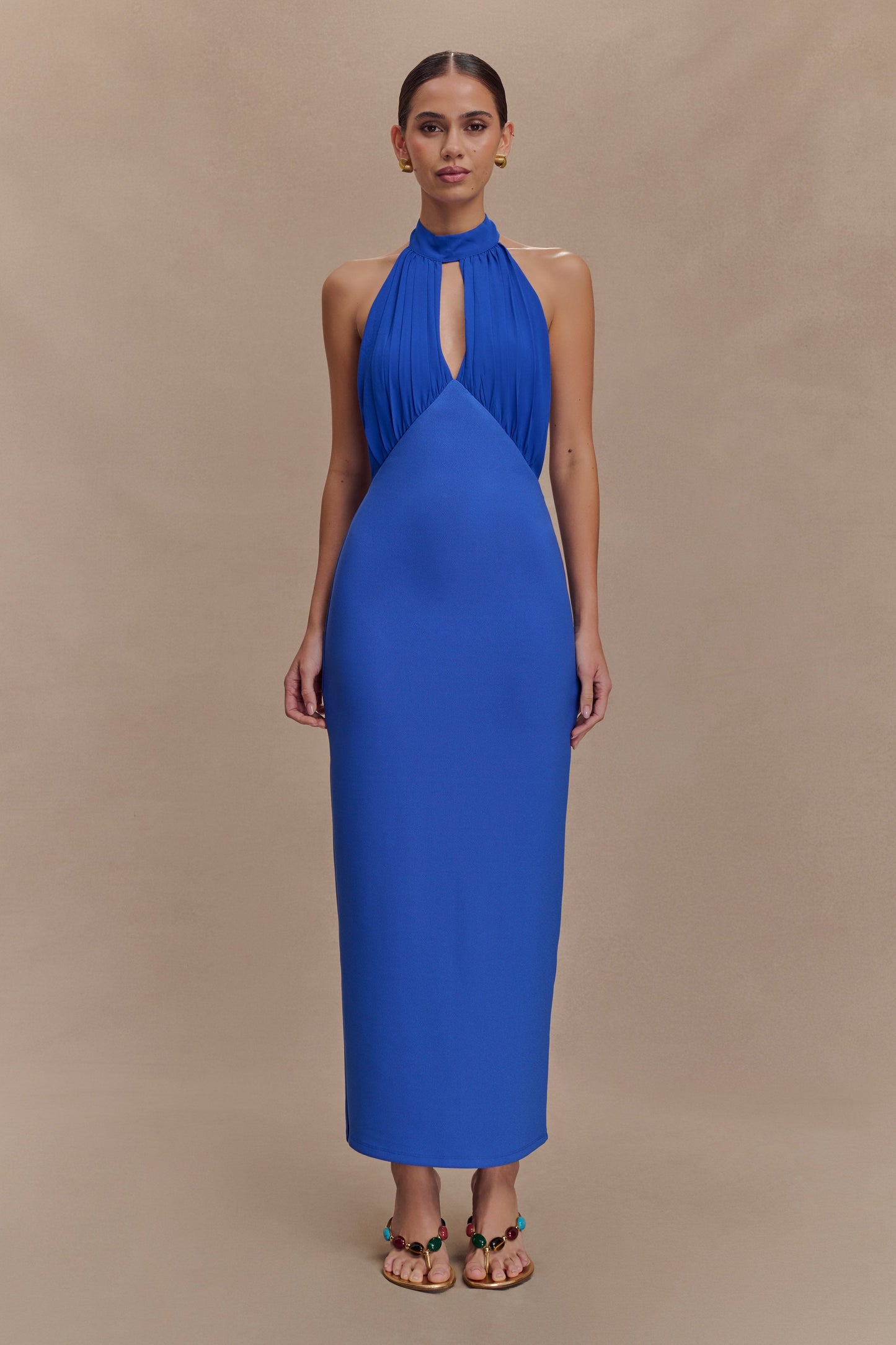 Robe midi Mierah à décolleté halter - Bleu cobalt