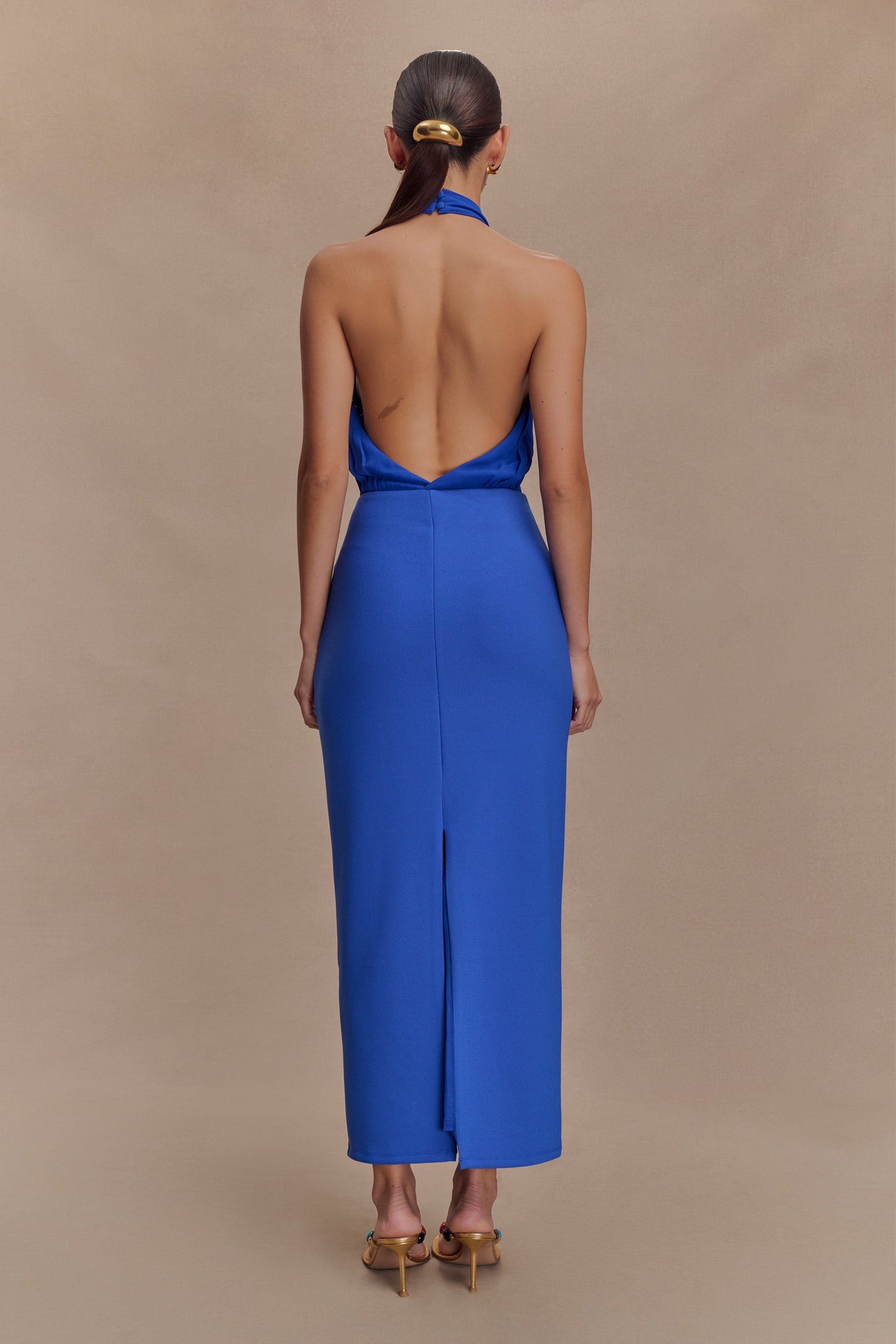 Robe midi Mierah à décolleté halter - Bleu cobalt
