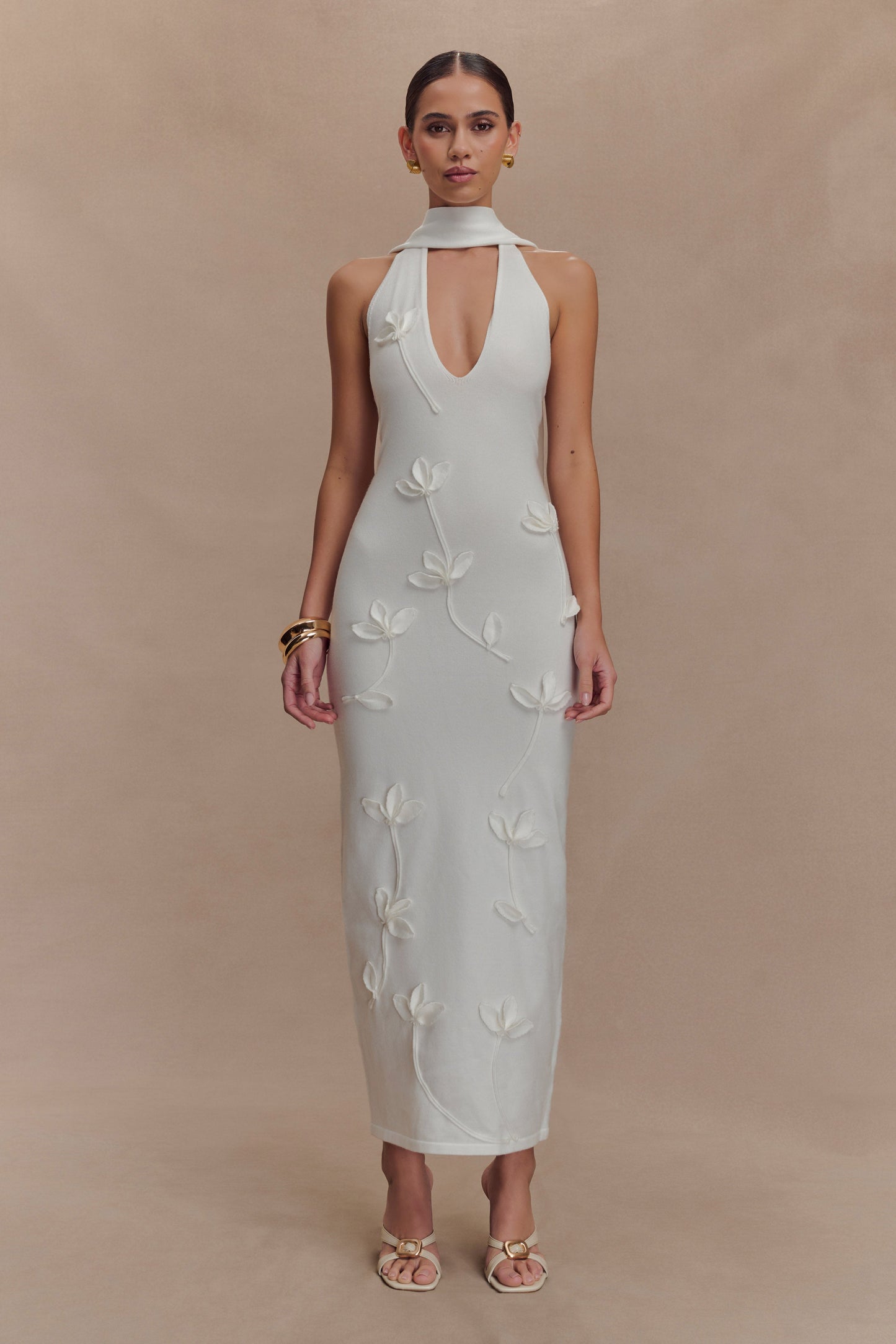 Robe midi en jersey floral Wynn - Blanc