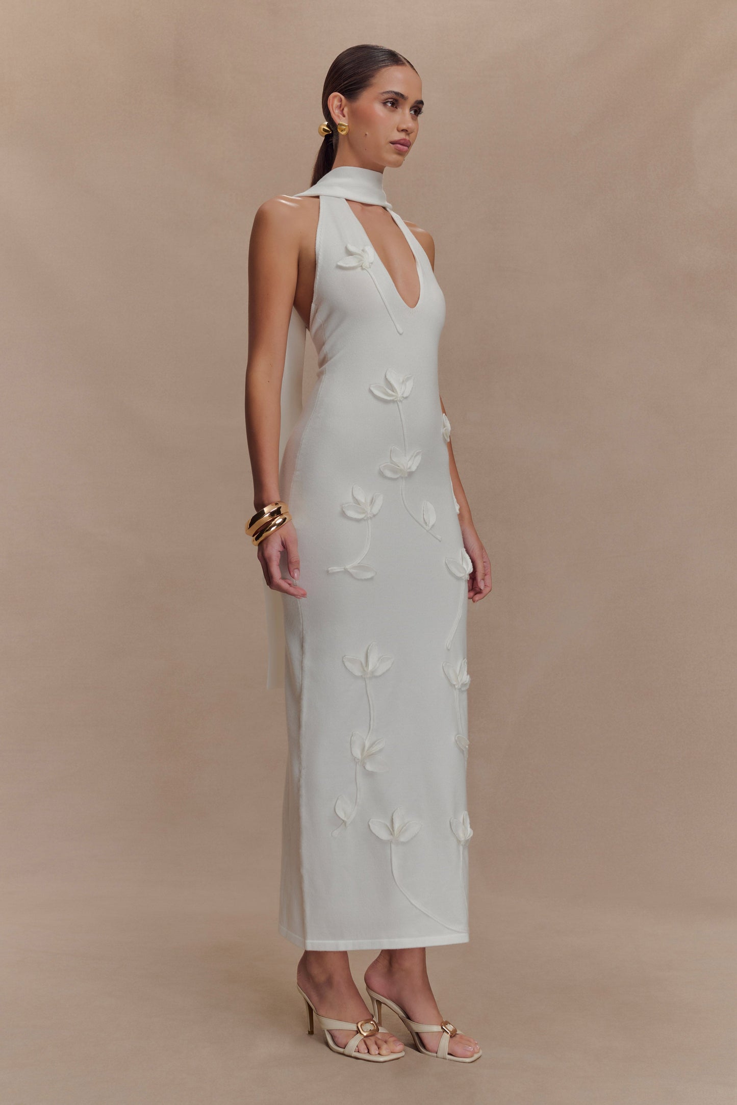 Robe midi en jersey floral Wynn - Blanc