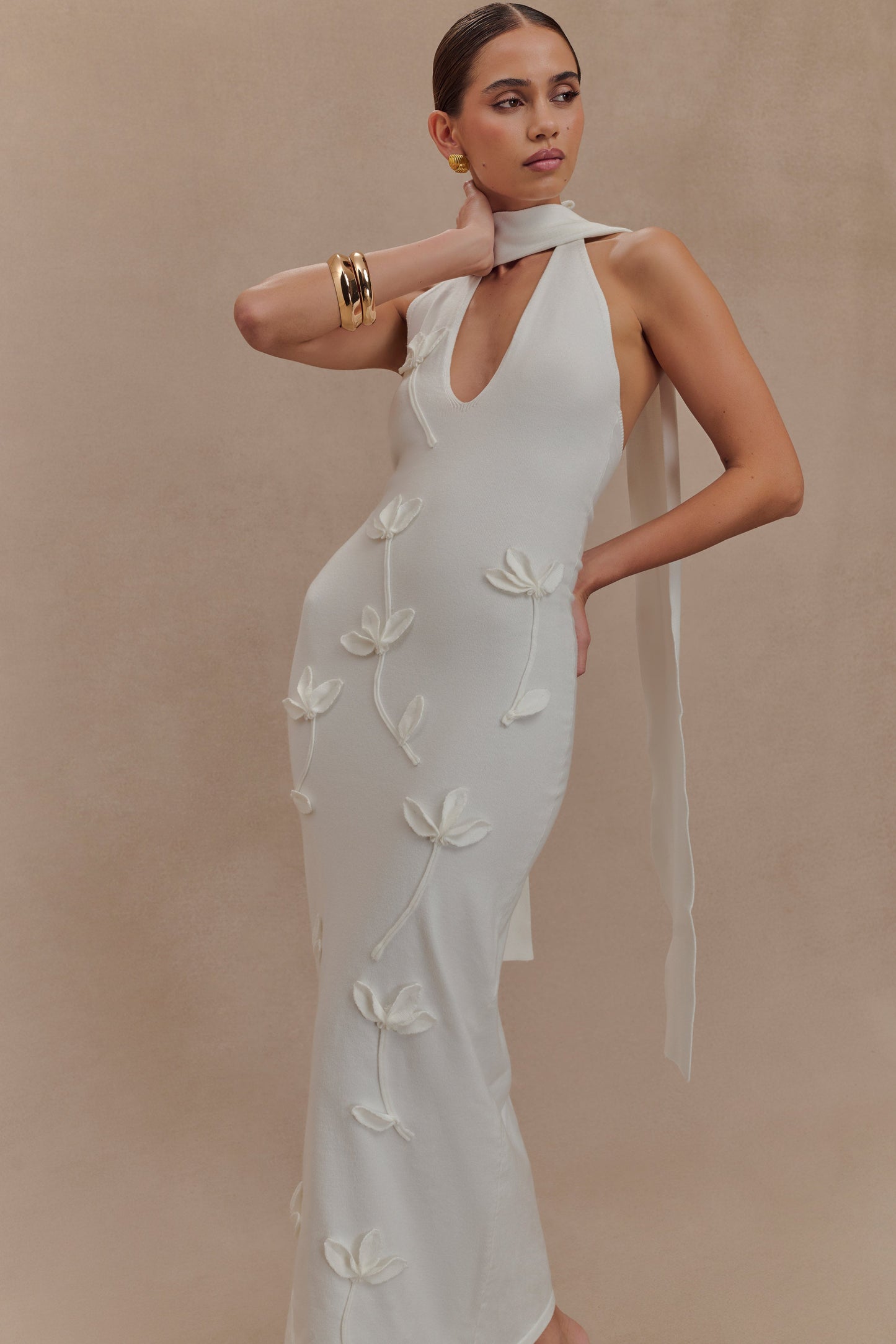 Robe midi en jersey floral Wynn - Blanc