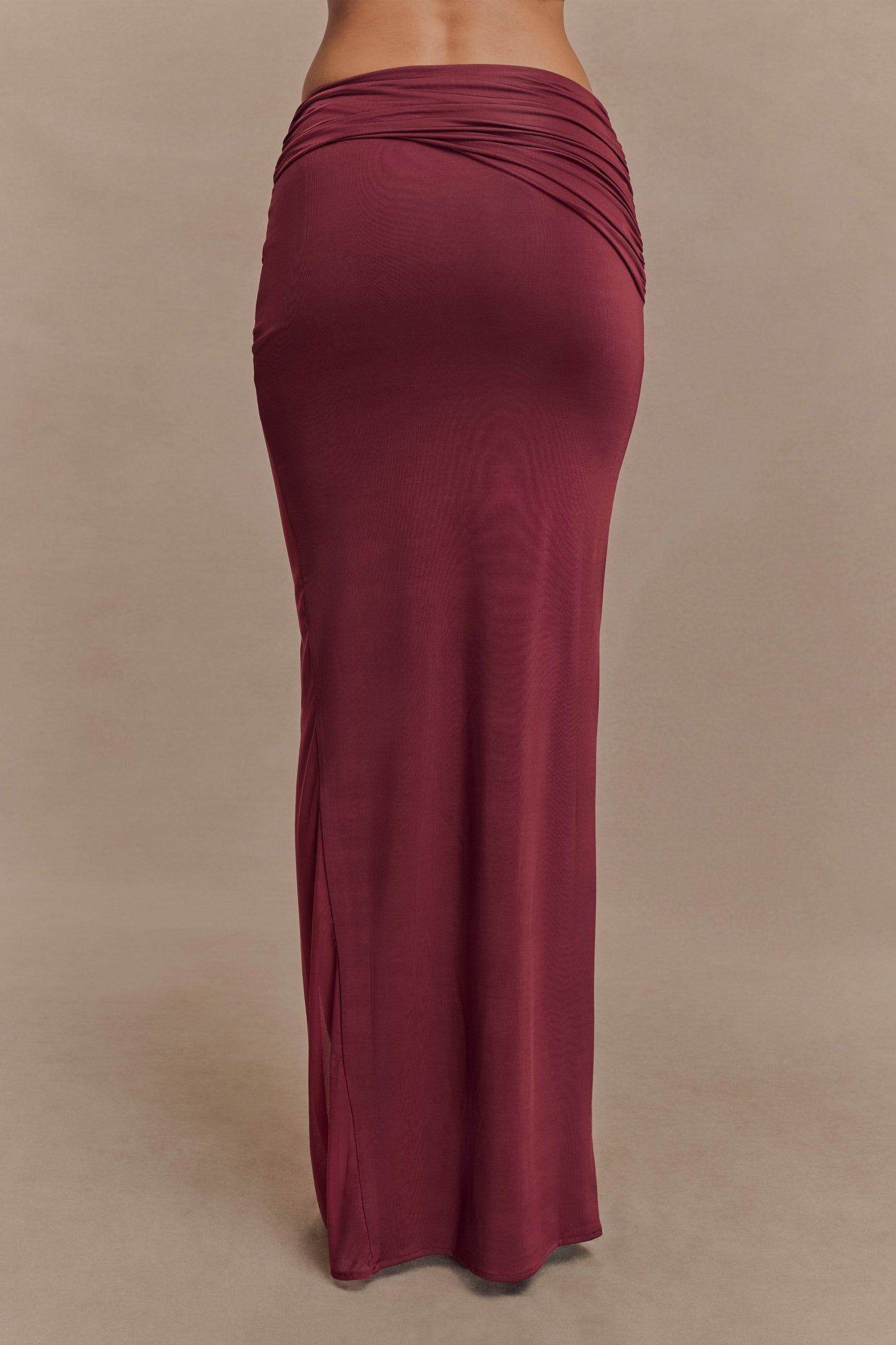 Jupe Maxi en Mousseline et Maille Judy - Vin Rouge