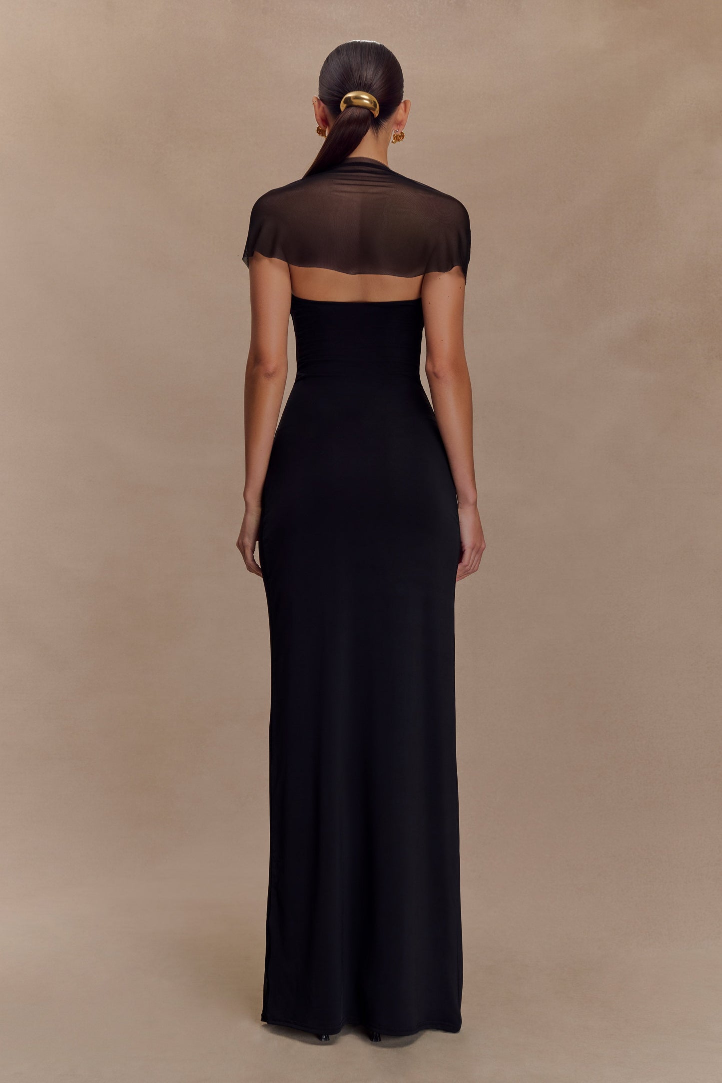Robe maxi en mousseline et tulle à effet serpentin Wyatt - Noir