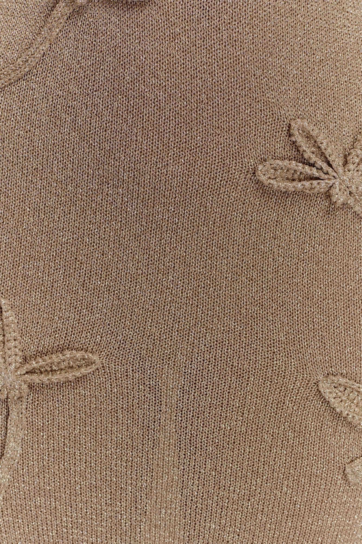 Robe Maxi en Tricot Métallique à Motifs Floraux Celestino - Or