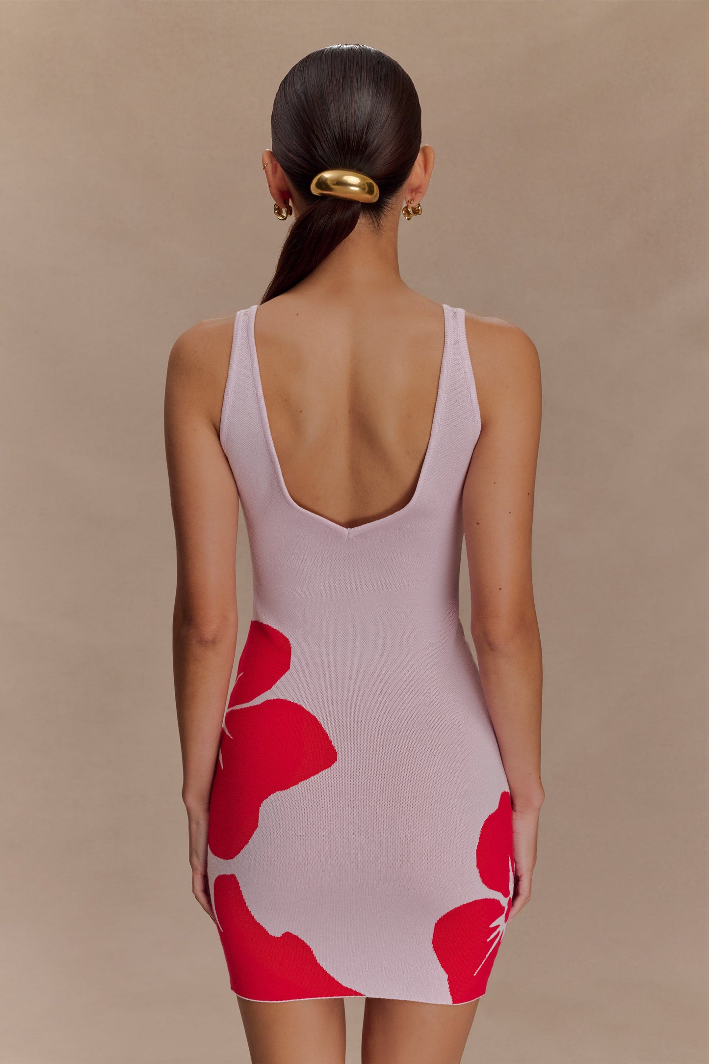 Mini-robe en jersey imprimé Dorothy - Imprimé floral rouge Art déco