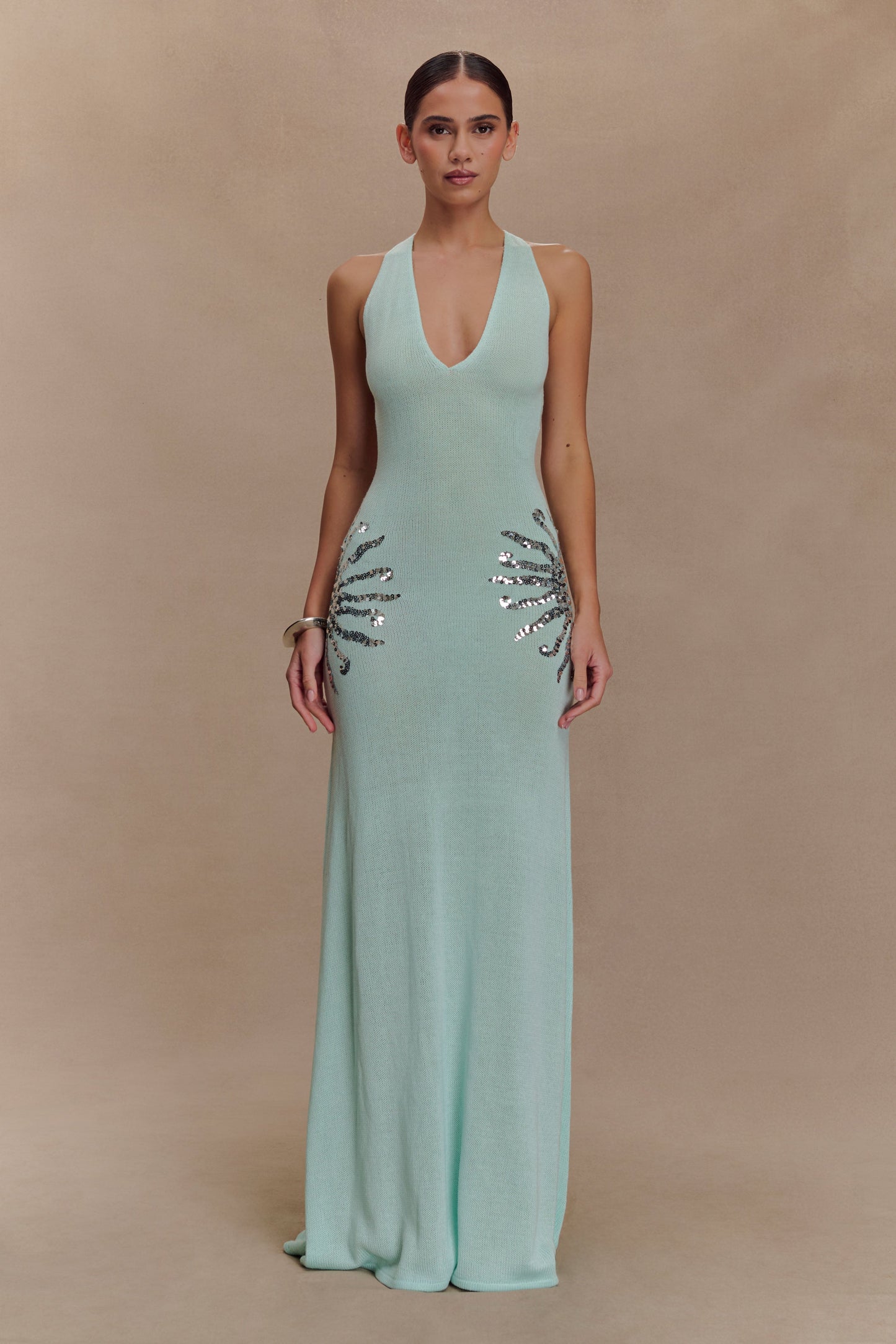Robe Maxi Tricotée Ellington avec Paillettes - Lagoon