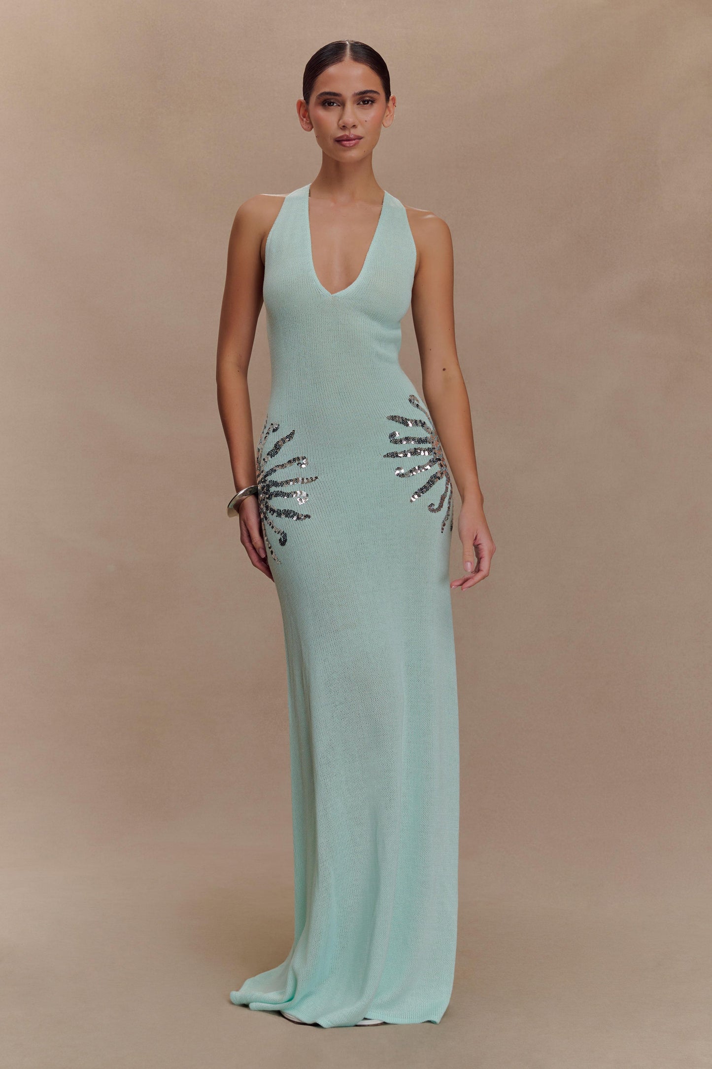 Robe Maxi Tricotée Ellington avec Paillettes - Lagoon