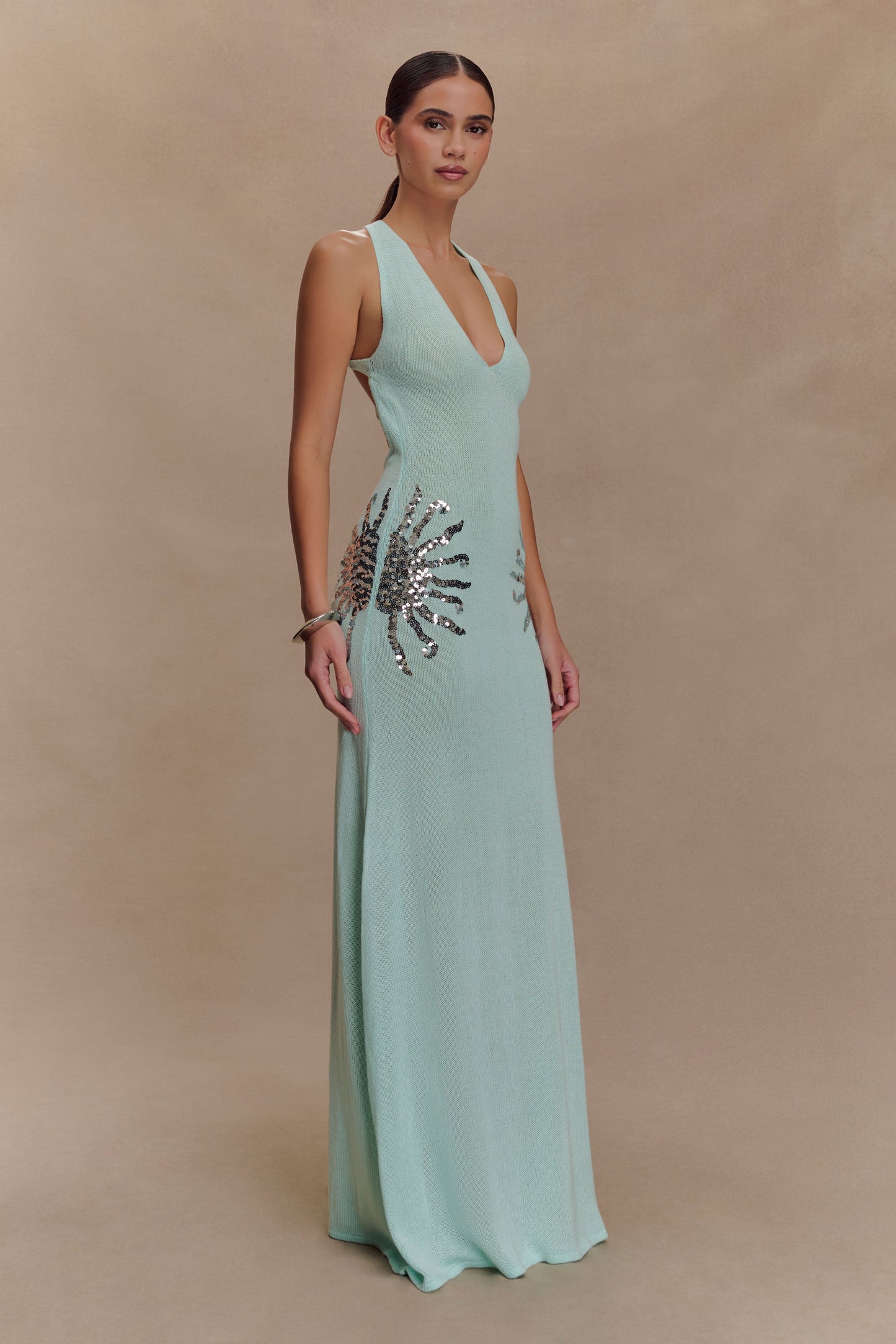 Robe Maxi Tricotée Ellington avec Paillettes - Lagoon