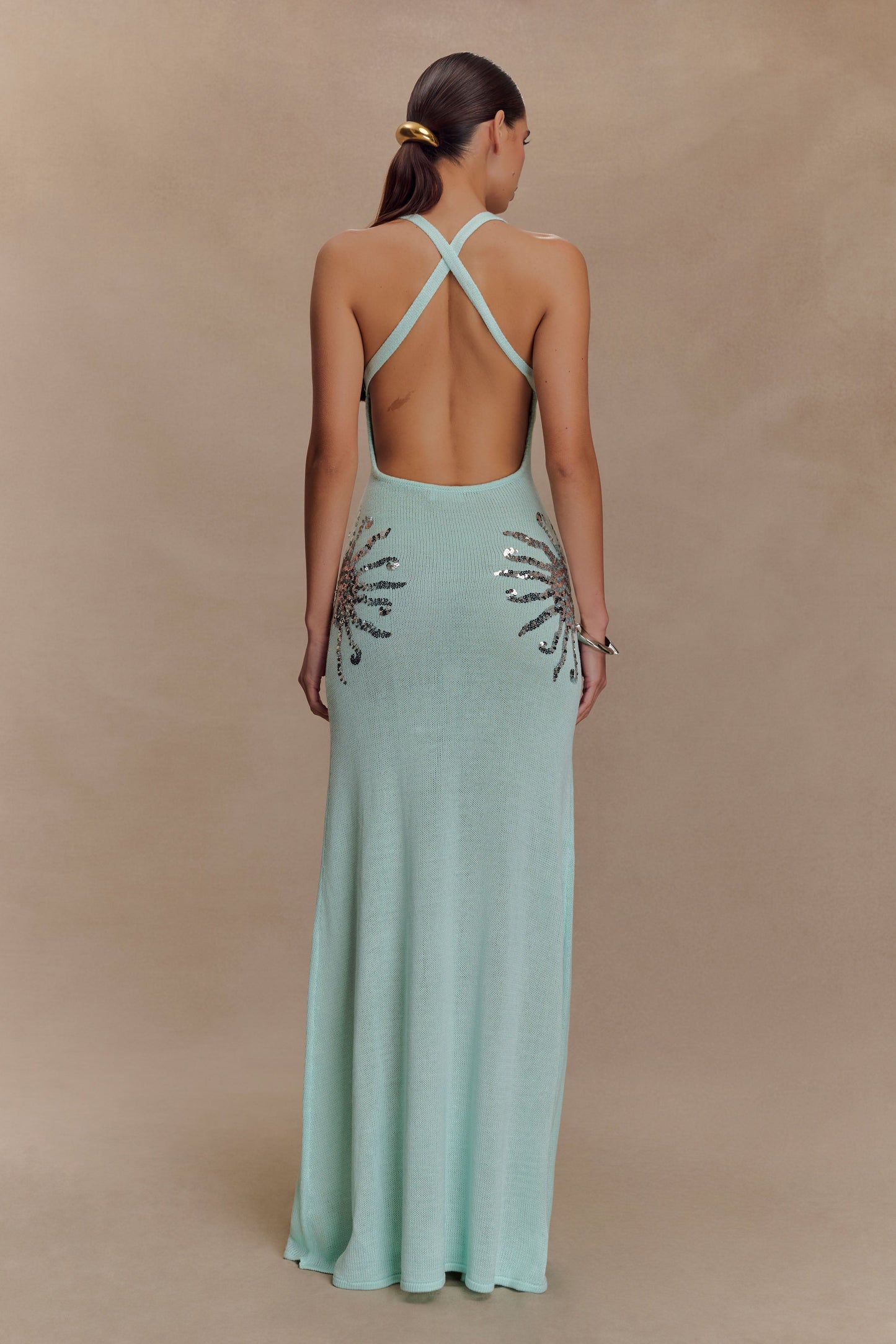 Robe Maxi Tricotée Ellington avec Paillettes - Lagoon