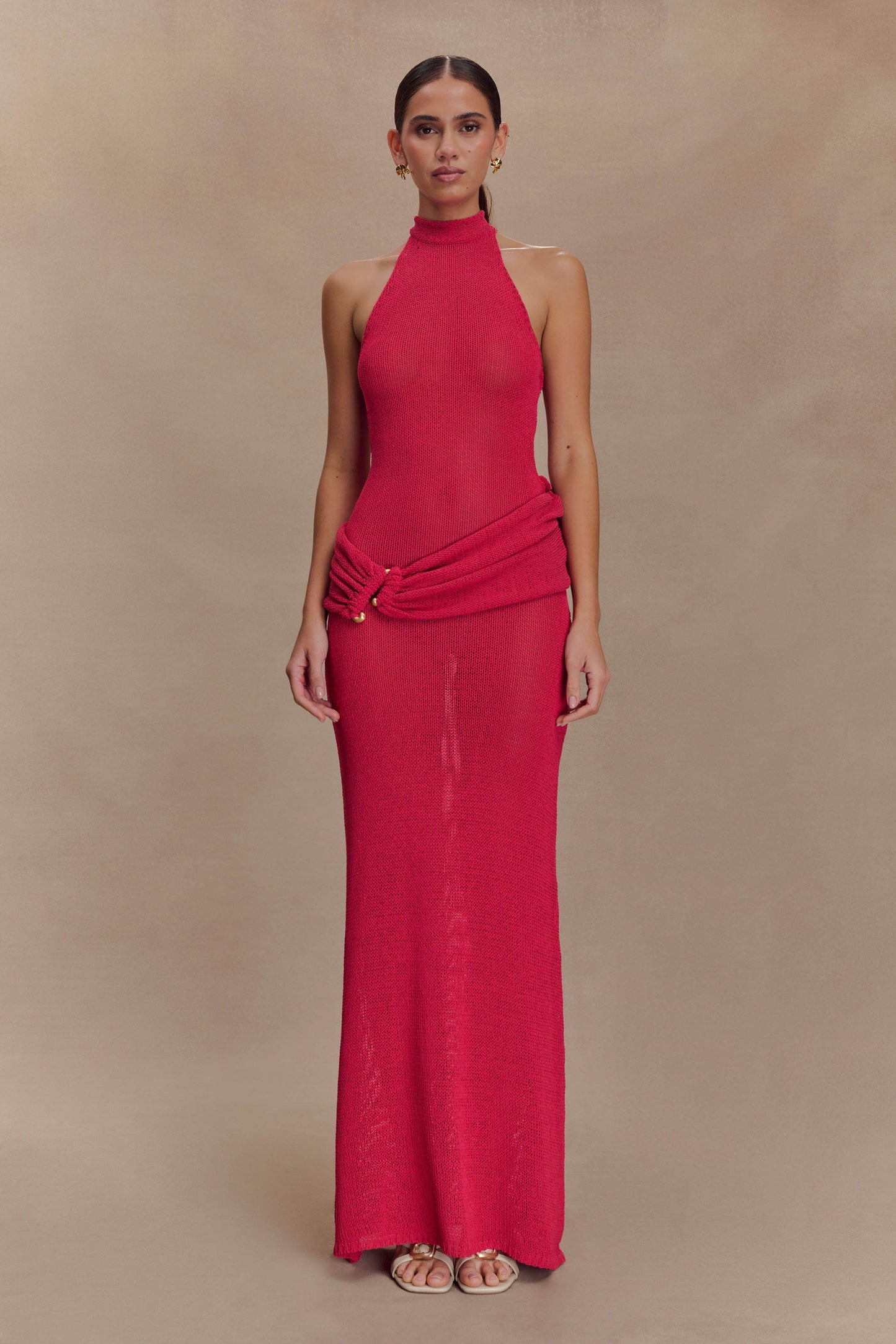 Robe Maxi en Tricot à Manches Frangées Reece - Dragonfruit