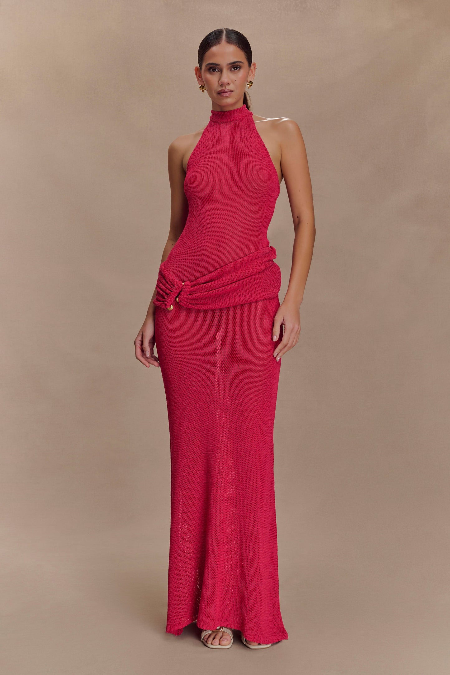 Robe Maxi en Tricot à Manches Frangées Reece - Dragonfruit