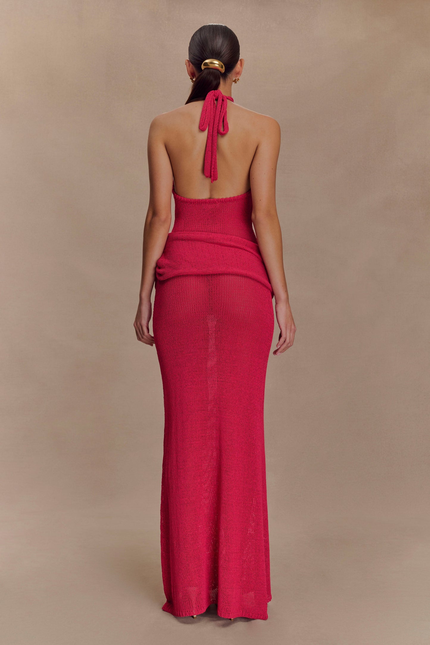 Robe Maxi en Tricot à Manches Frangées Reece - Dragonfruit