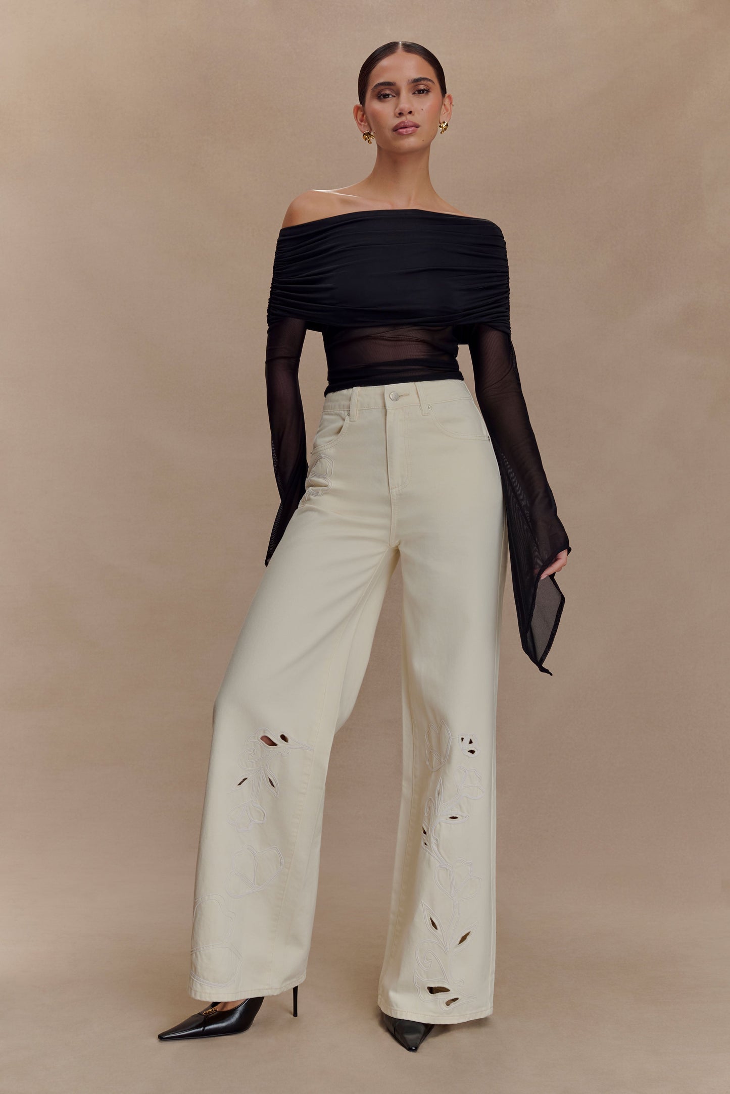 Top à une épaule Dahlia - Noir