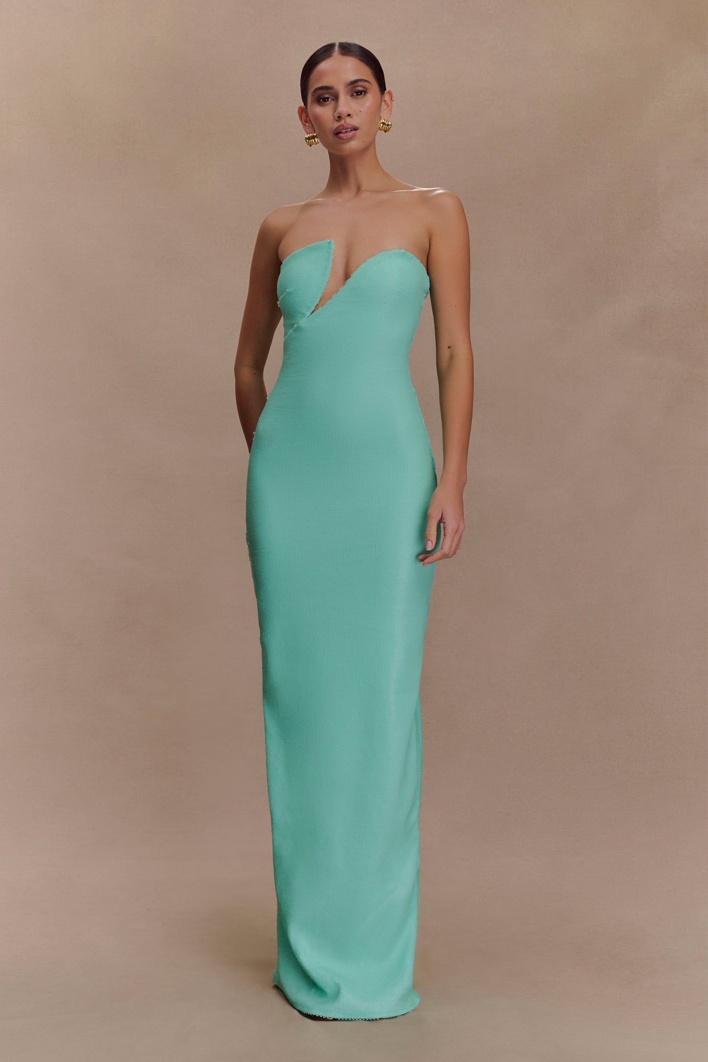 Robe Maxi Sequin Sans Bretelles Winston - Lagoon