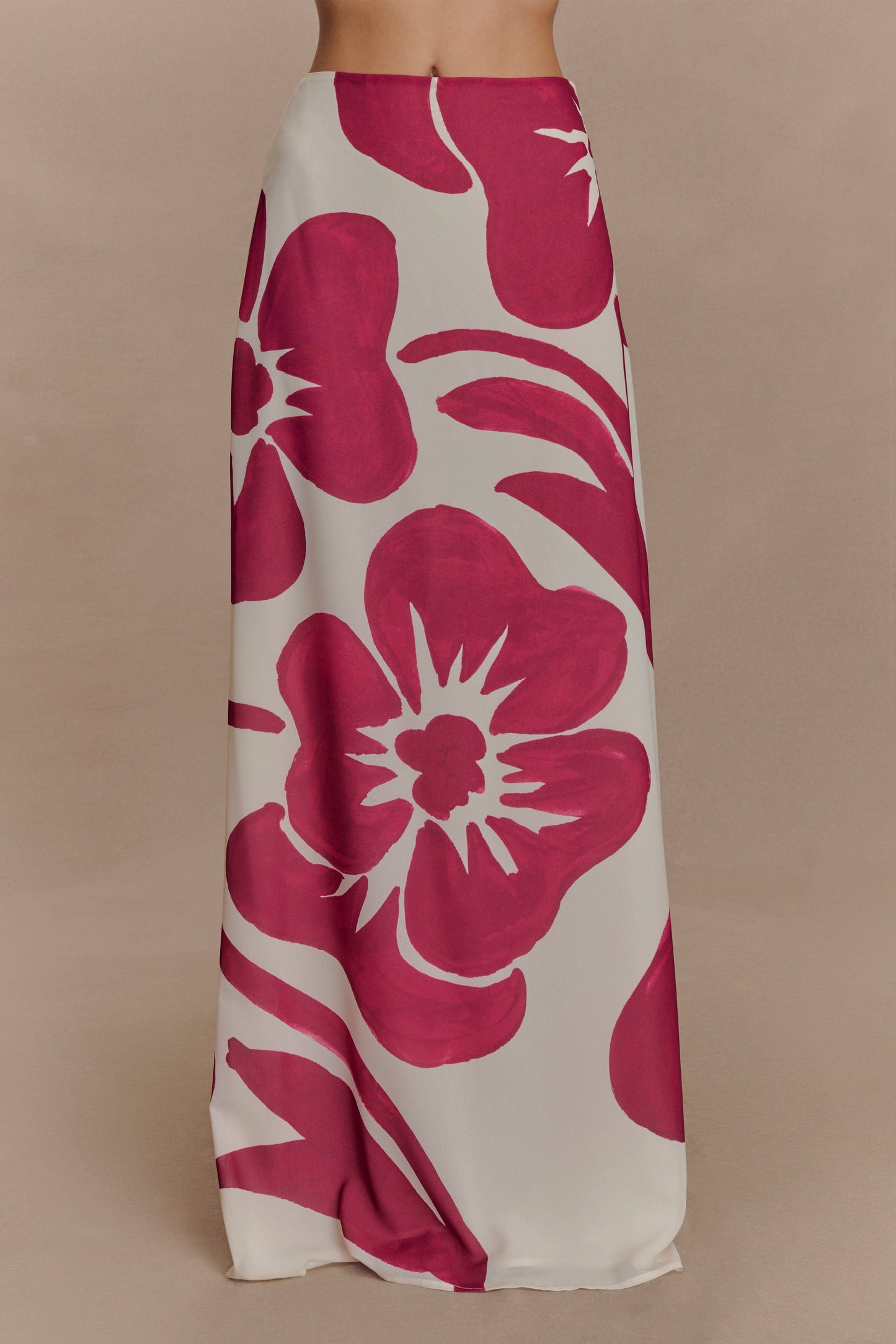 Jupe Maxi en Chiffon Katalina - Imprimé Red Deco Fleur