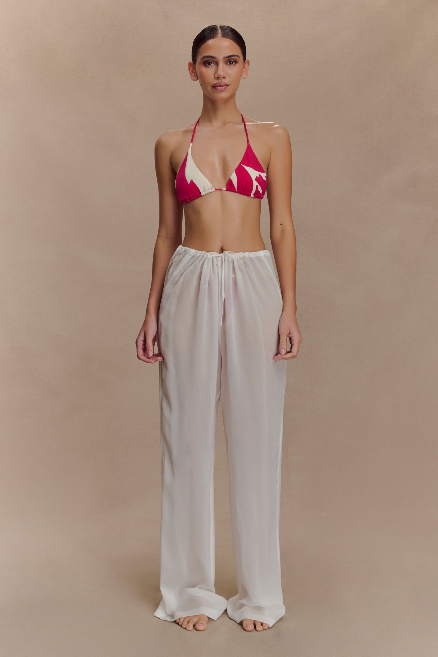 Pantalon droit transparent Tonya - Ivoire