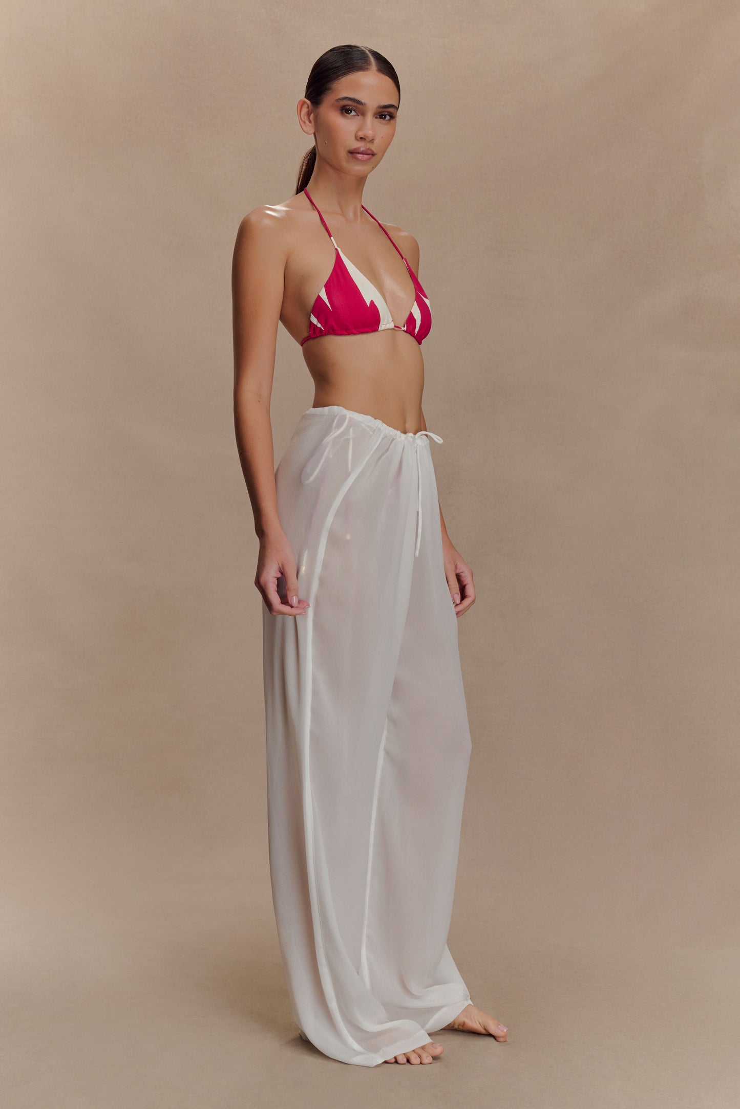 Pantalon droit transparent Tonya - Ivoire