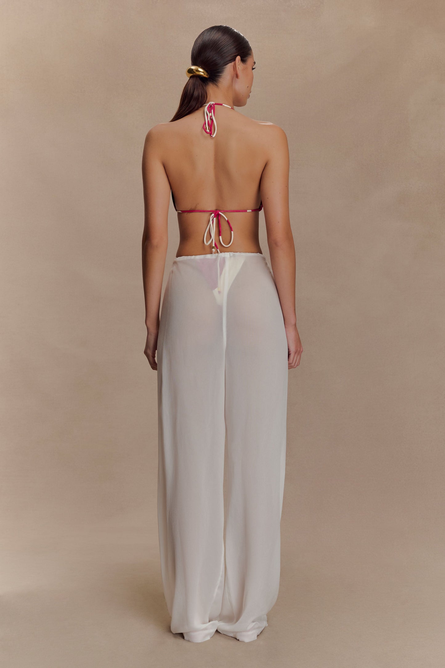 Pantalon droit transparent Tonya - Ivoire