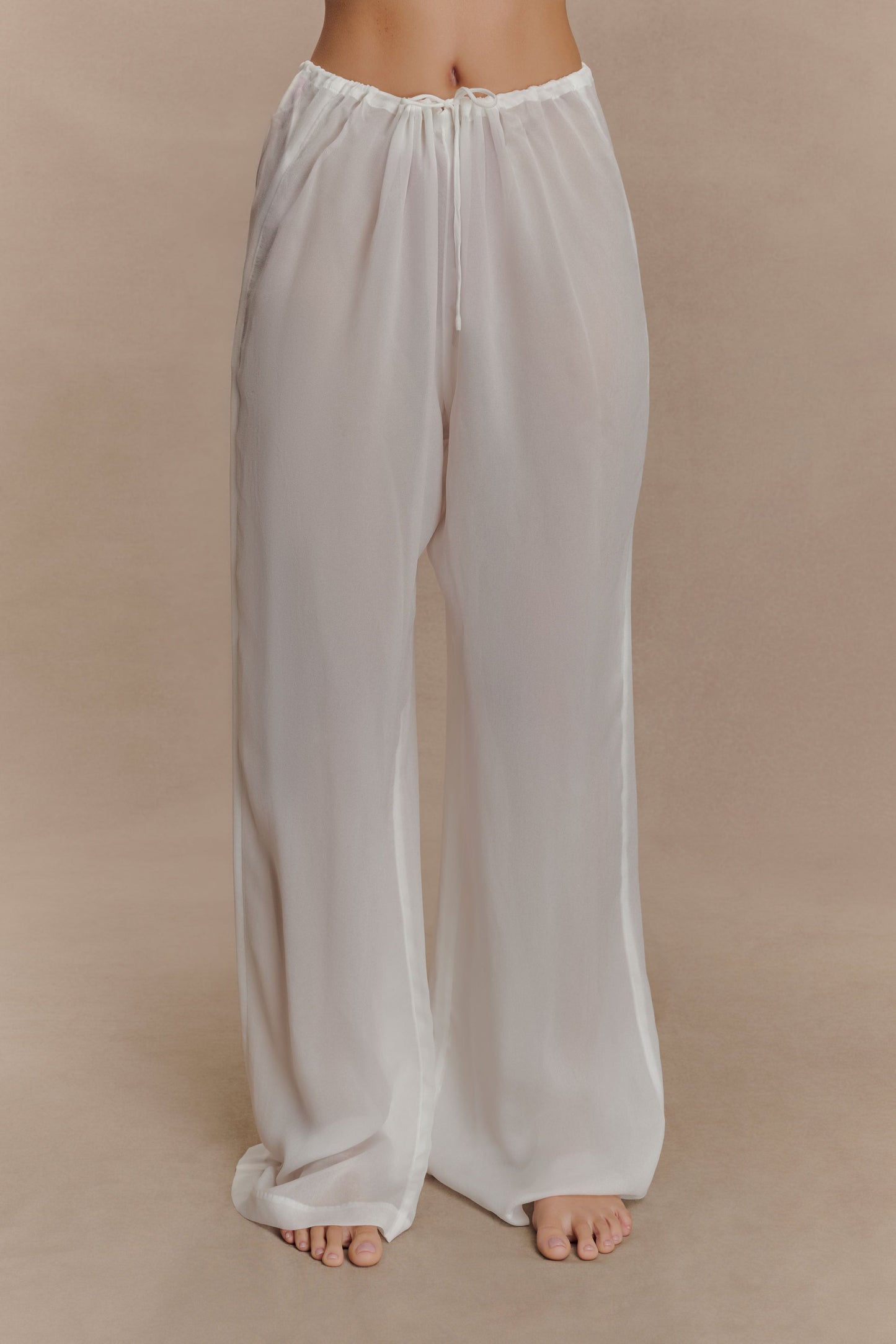 Pantalon droit transparent Tonya - Ivoire
