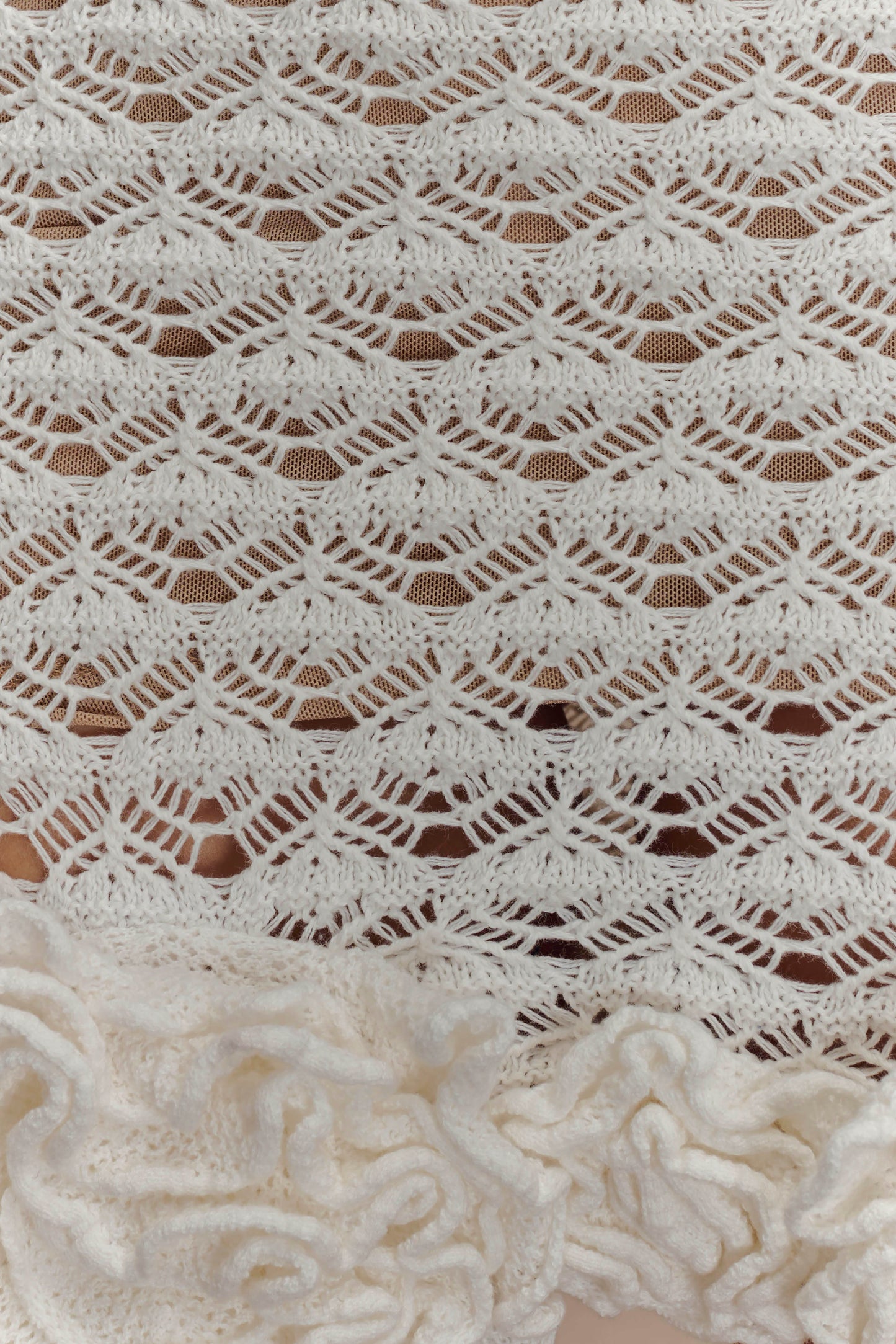 Robe mini crochet à volants Aileen - Ivoire