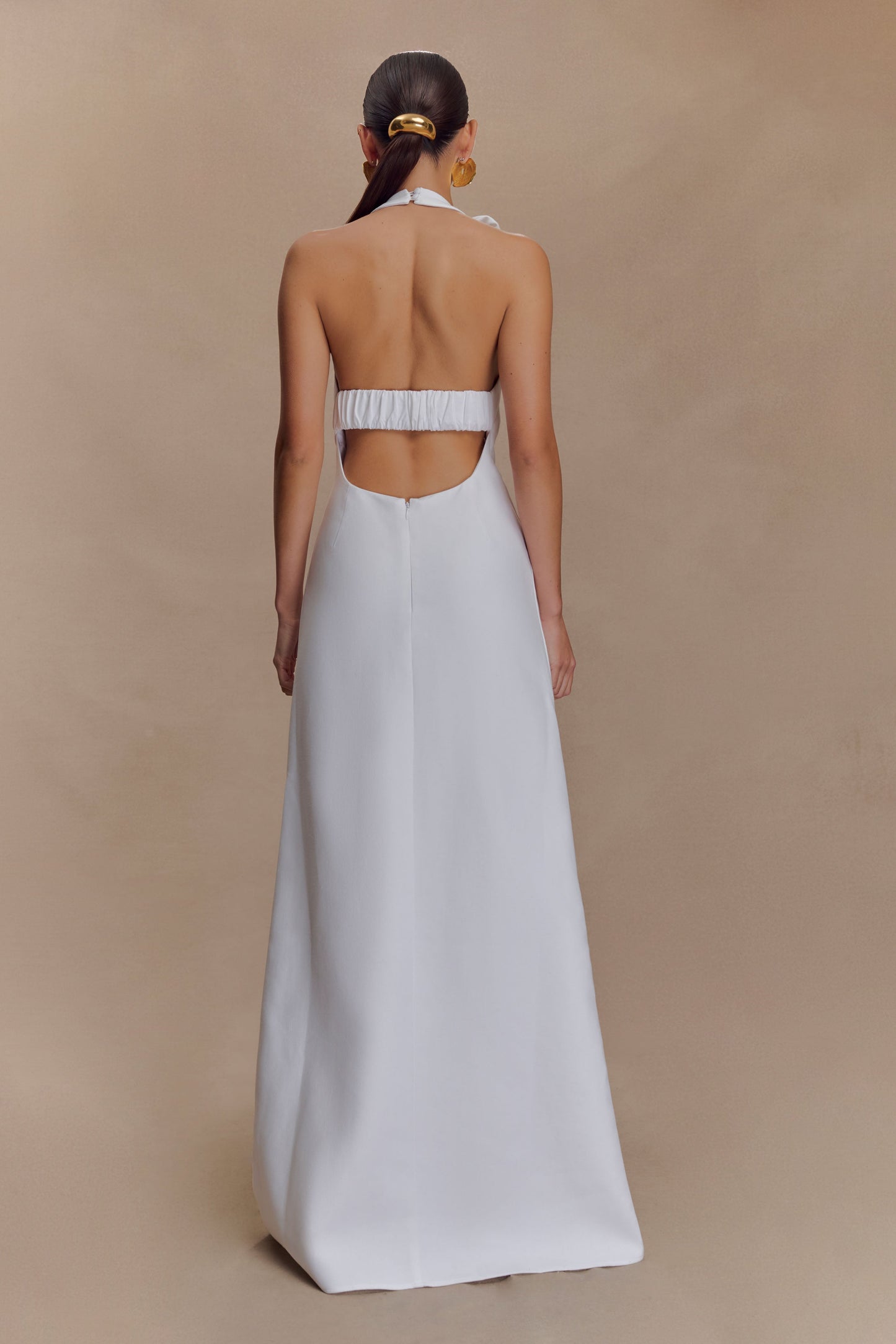 Robe Maxi Carolyn en Linon à Motifs - Blanc
