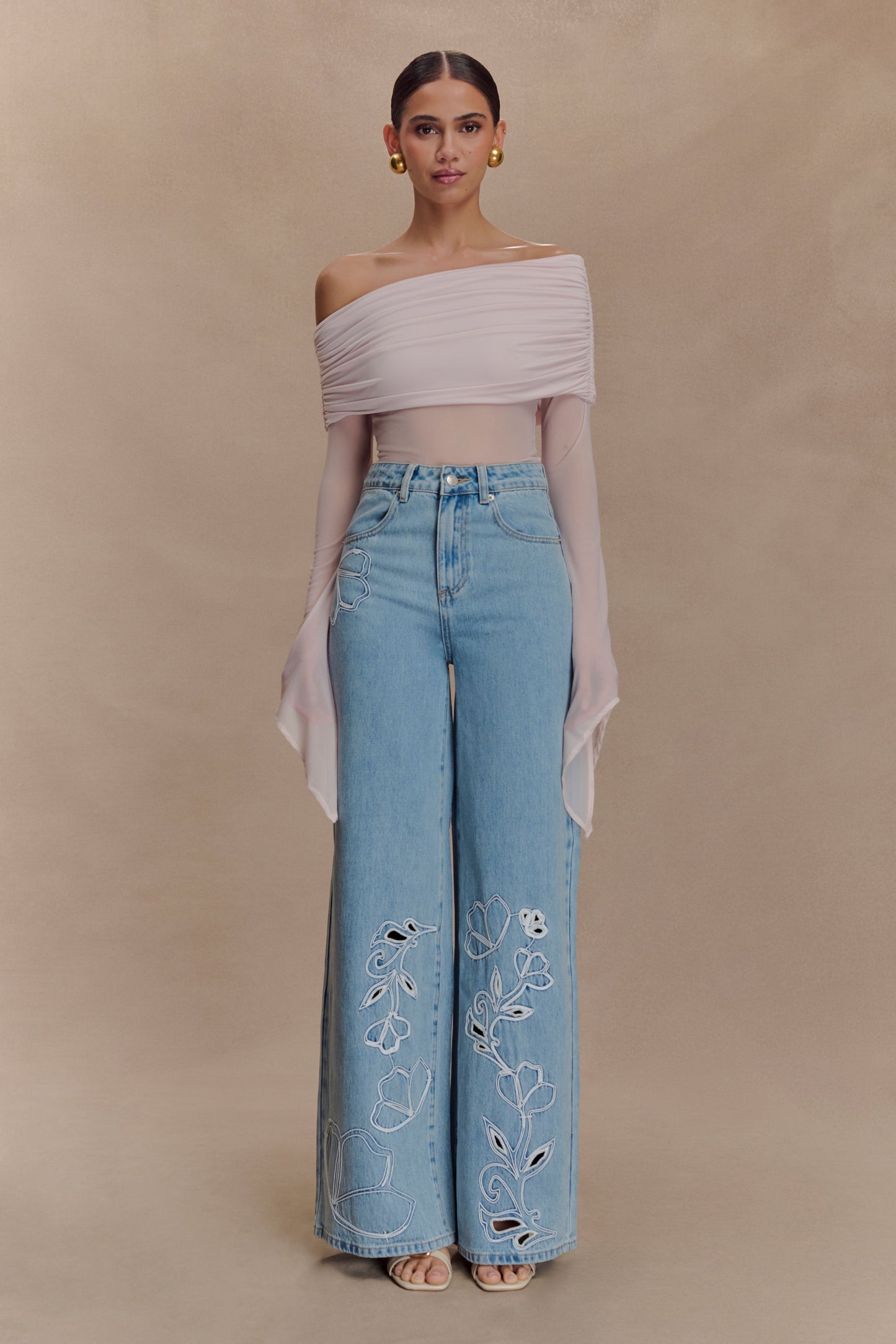 Top à une épaule Dahlia - Rose pâle