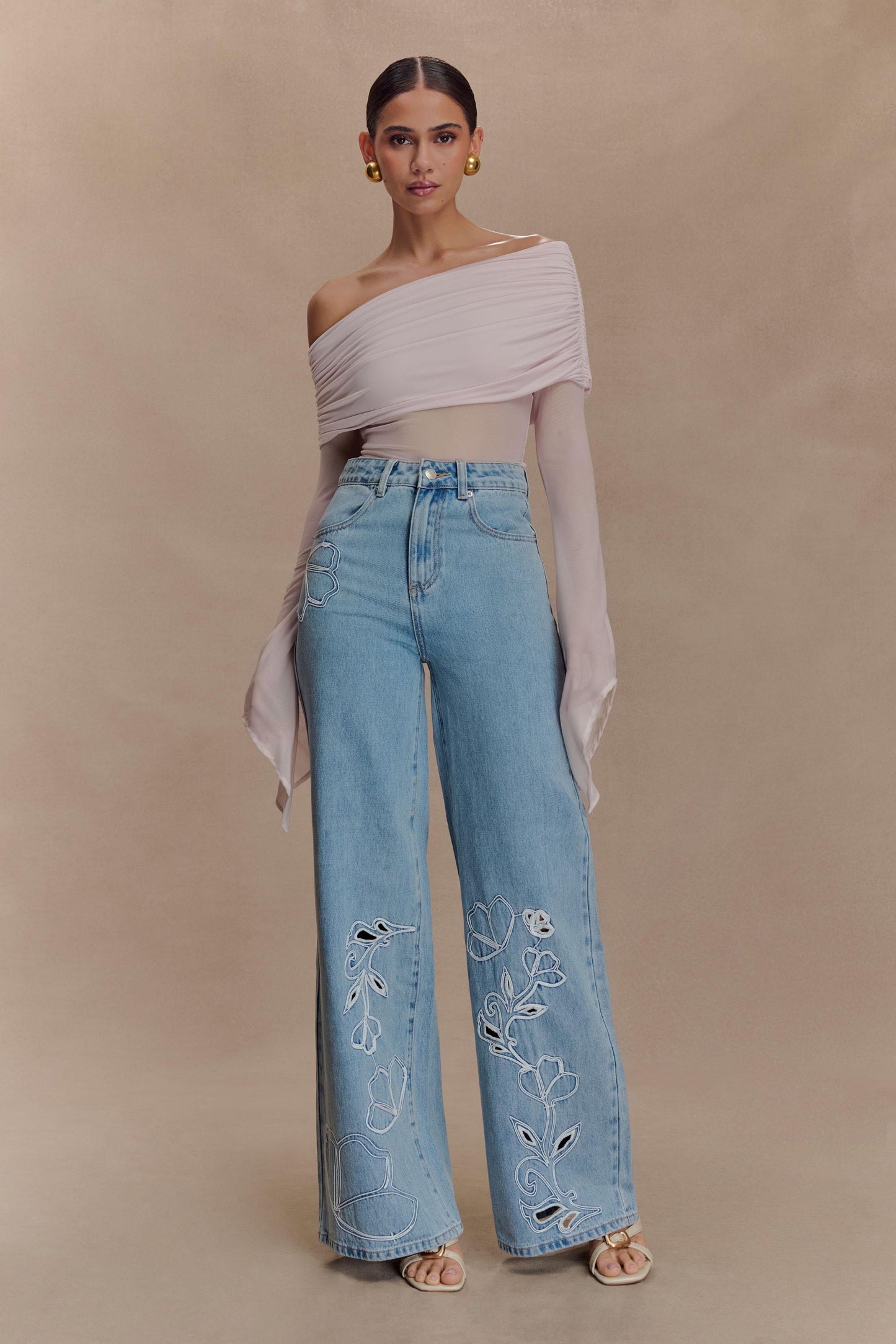 Jeans brodés Carmella - Bleu moyen