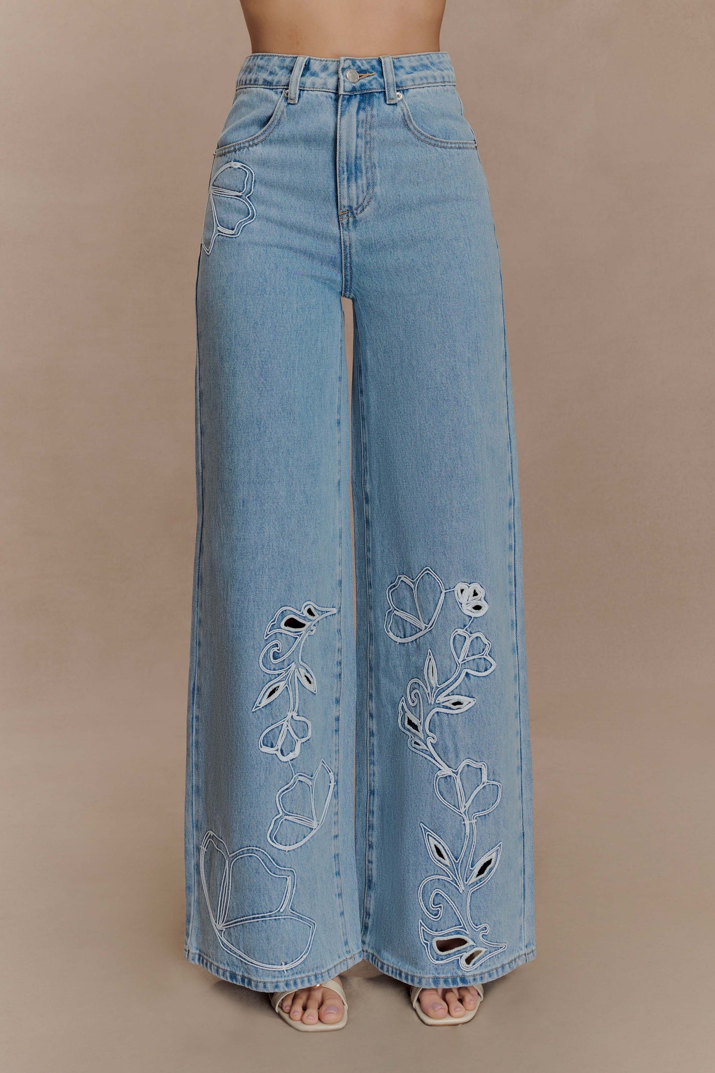 Jeans brodés Carmella - Bleu moyen
