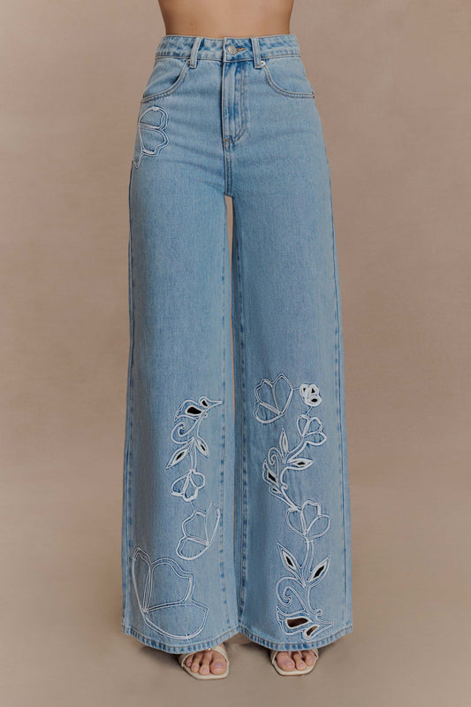 Jeans brodés Carmella - Bleu moyen