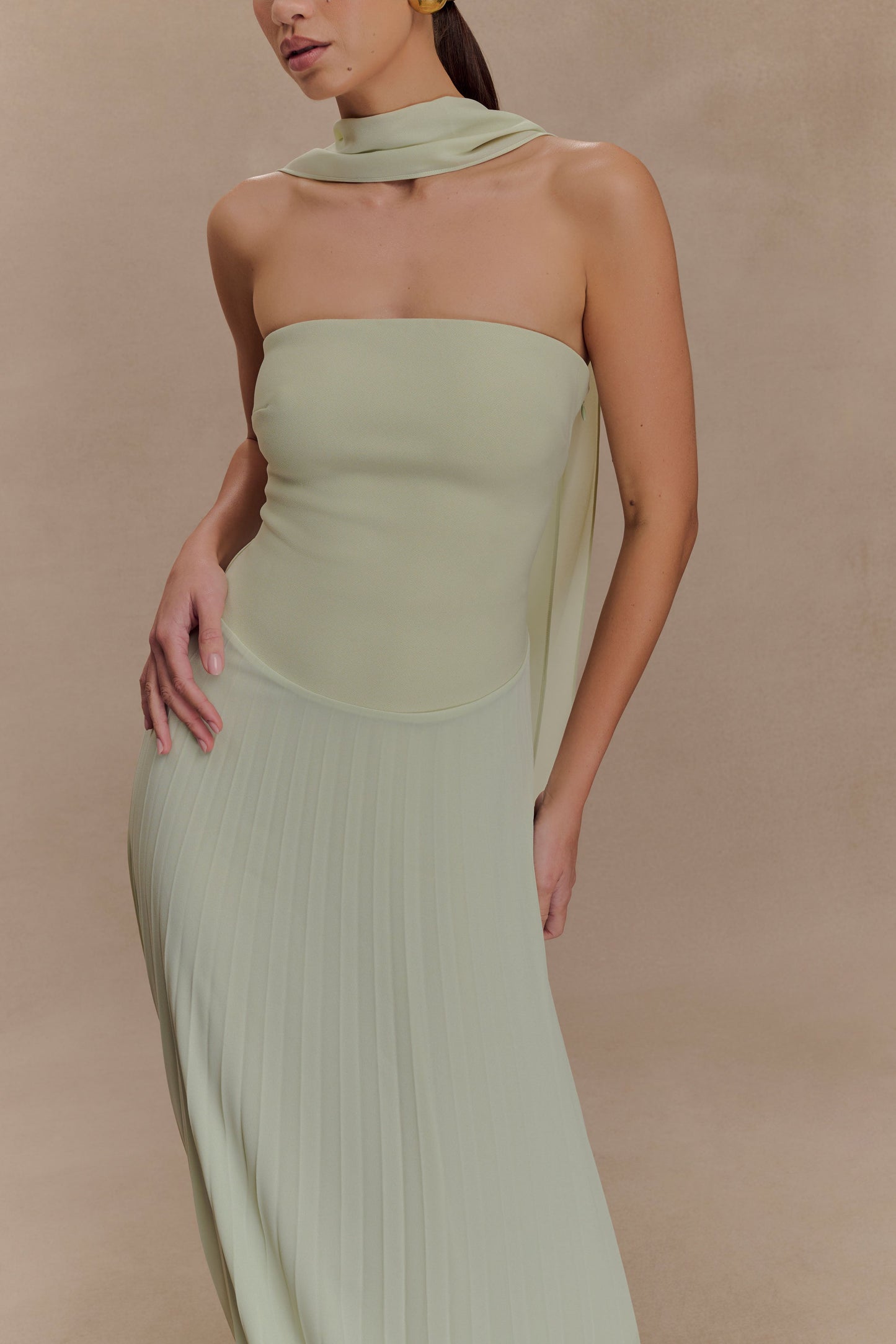 Robe Maxi Caira en Chiffon avec Écharpe - SAGE