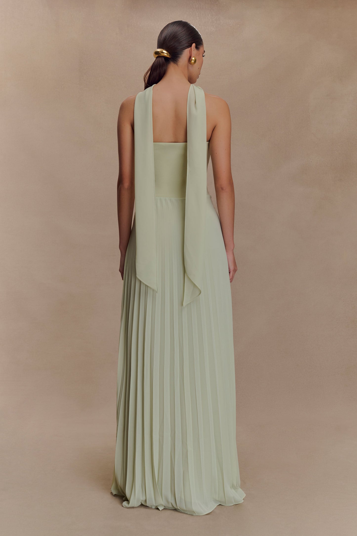 Robe Maxi Caira en Chiffon avec Écharpe - SAGE