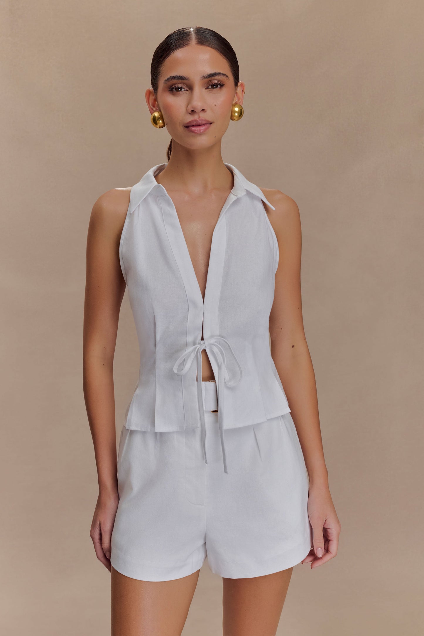 Chemise en lin sans manches Scout - Blanche